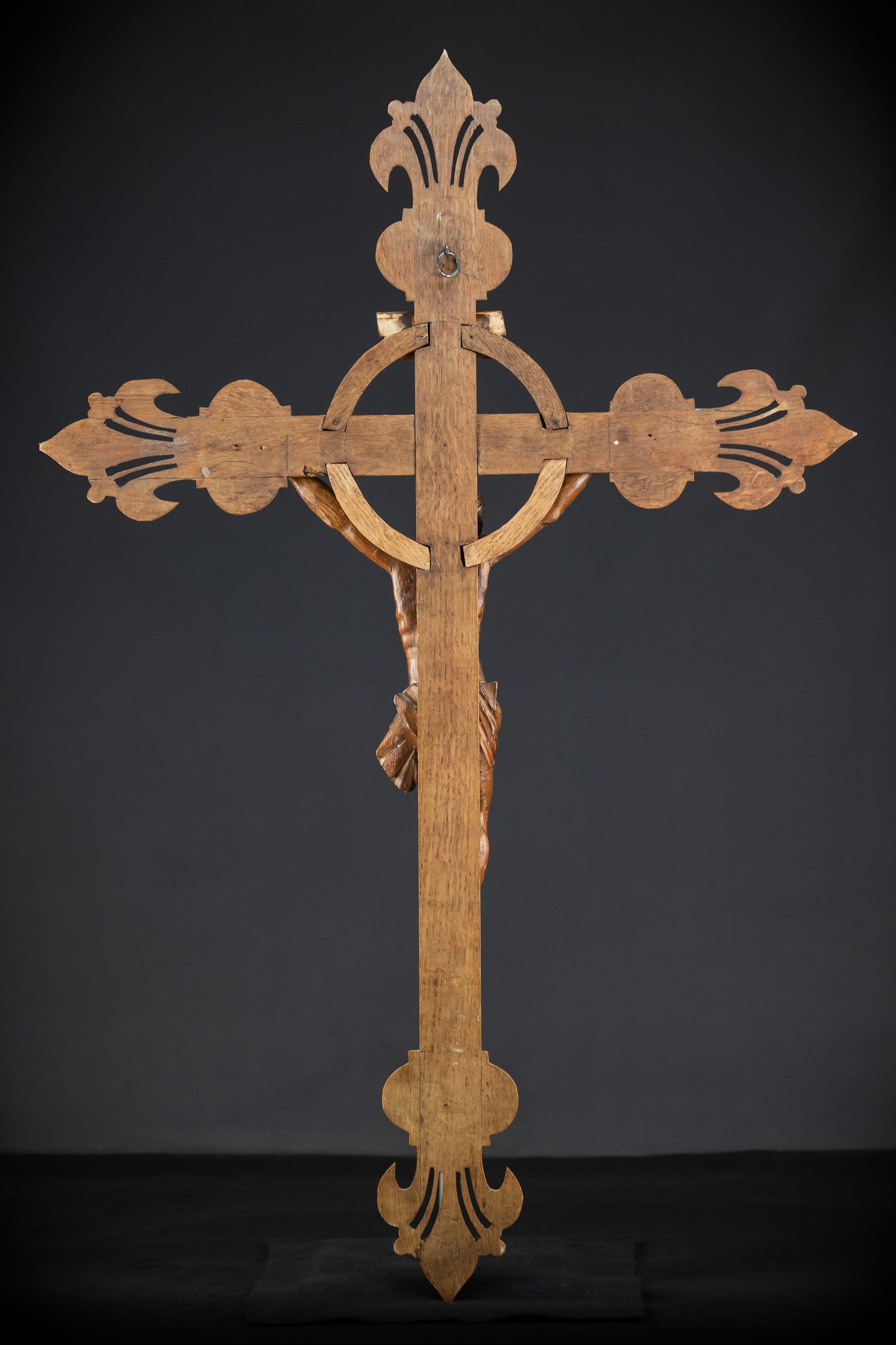 Church Wall Crucifix | 1800s Antique Wooden Cross | 39.8"