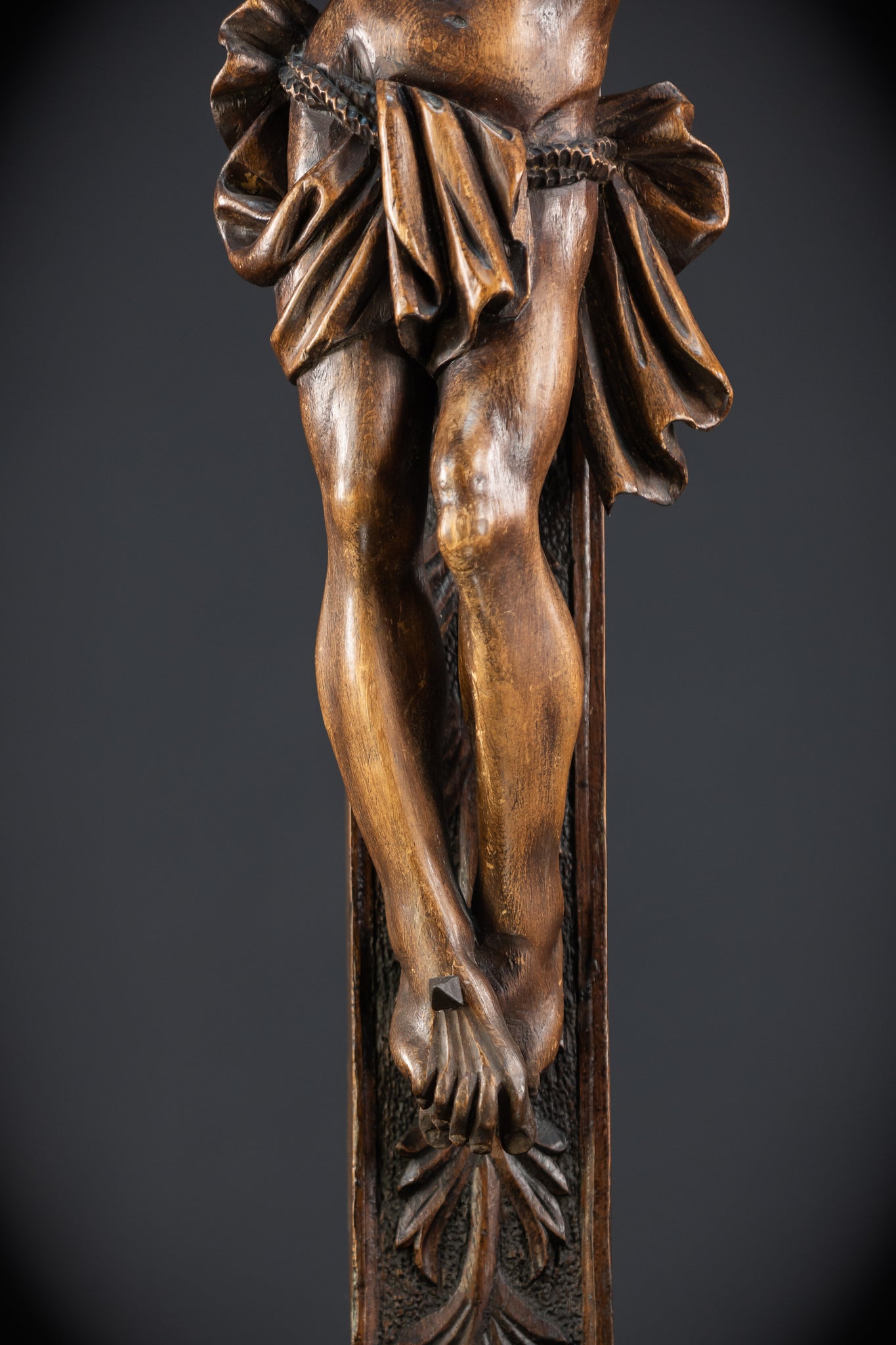 Wall Crucifix | 1800s Antique Church Wooden Cross | 39.8" / 101 cm