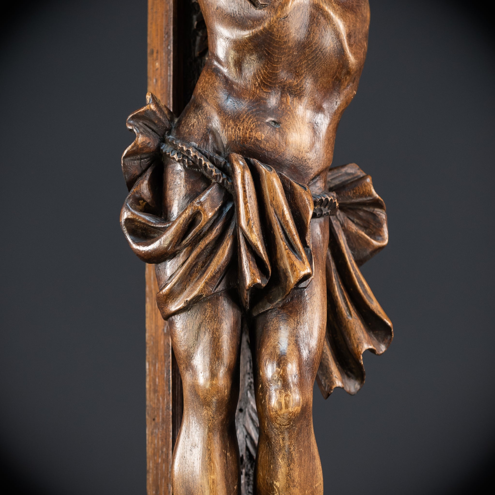 Wall Crucifix | 1800s Antique Church Wooden Cross | 39.8" / 101 cm