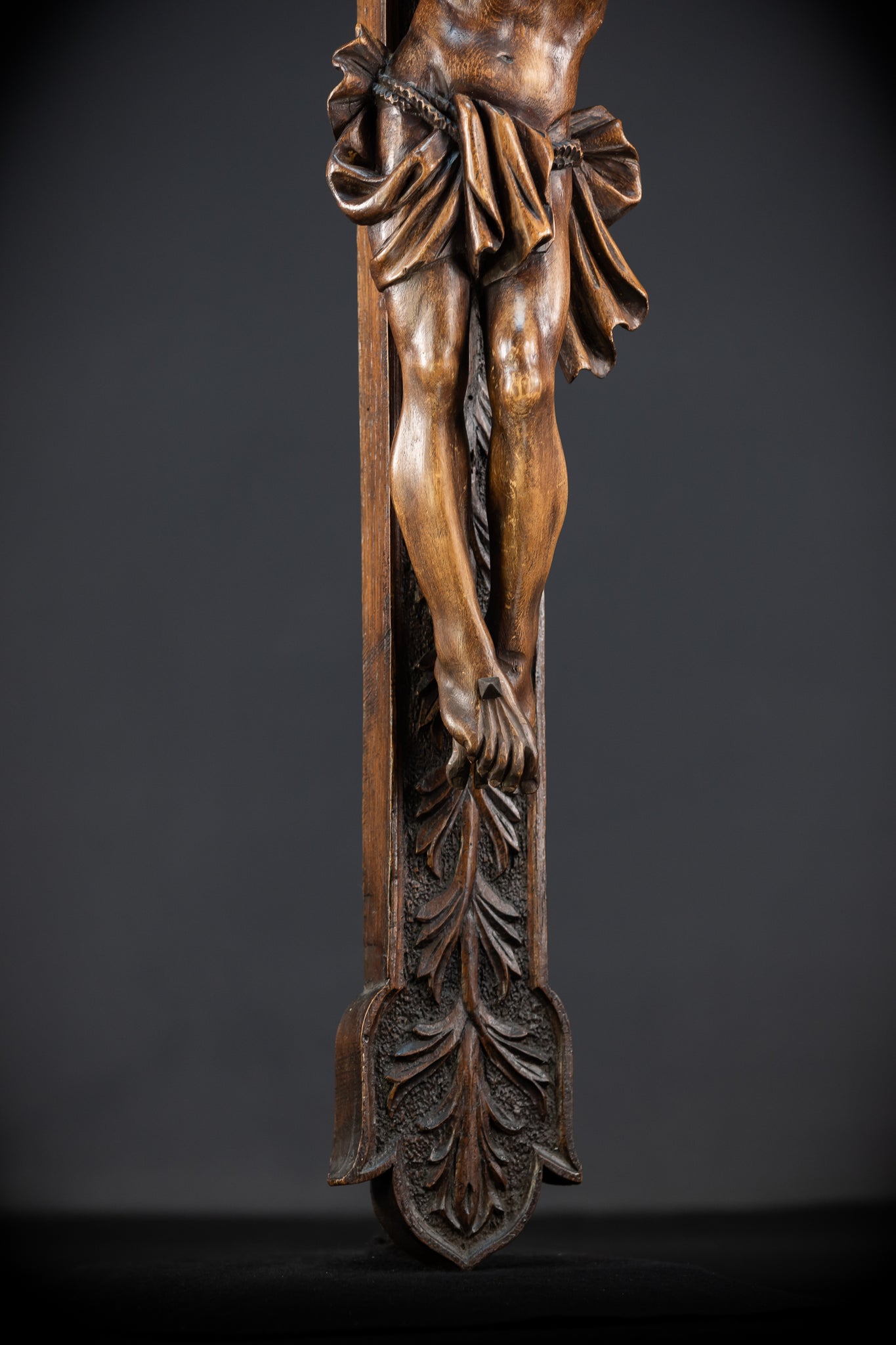 Wall Crucifix | 1800s Antique Church Wooden Cross | 39.8" / 101 cm