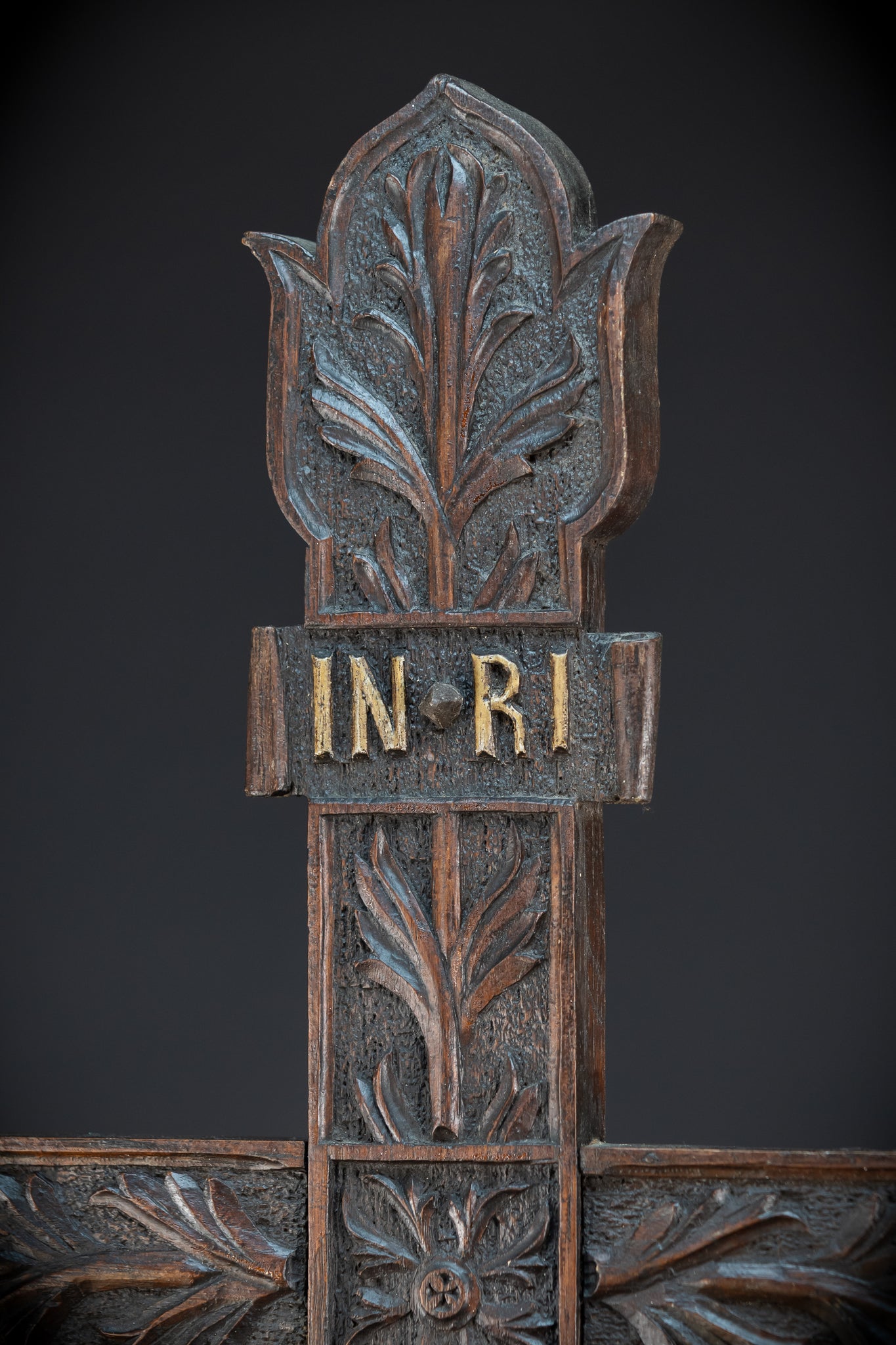 Wall Crucifix | 1800s Antique Church Wooden Cross | 39.8" / 101 cm