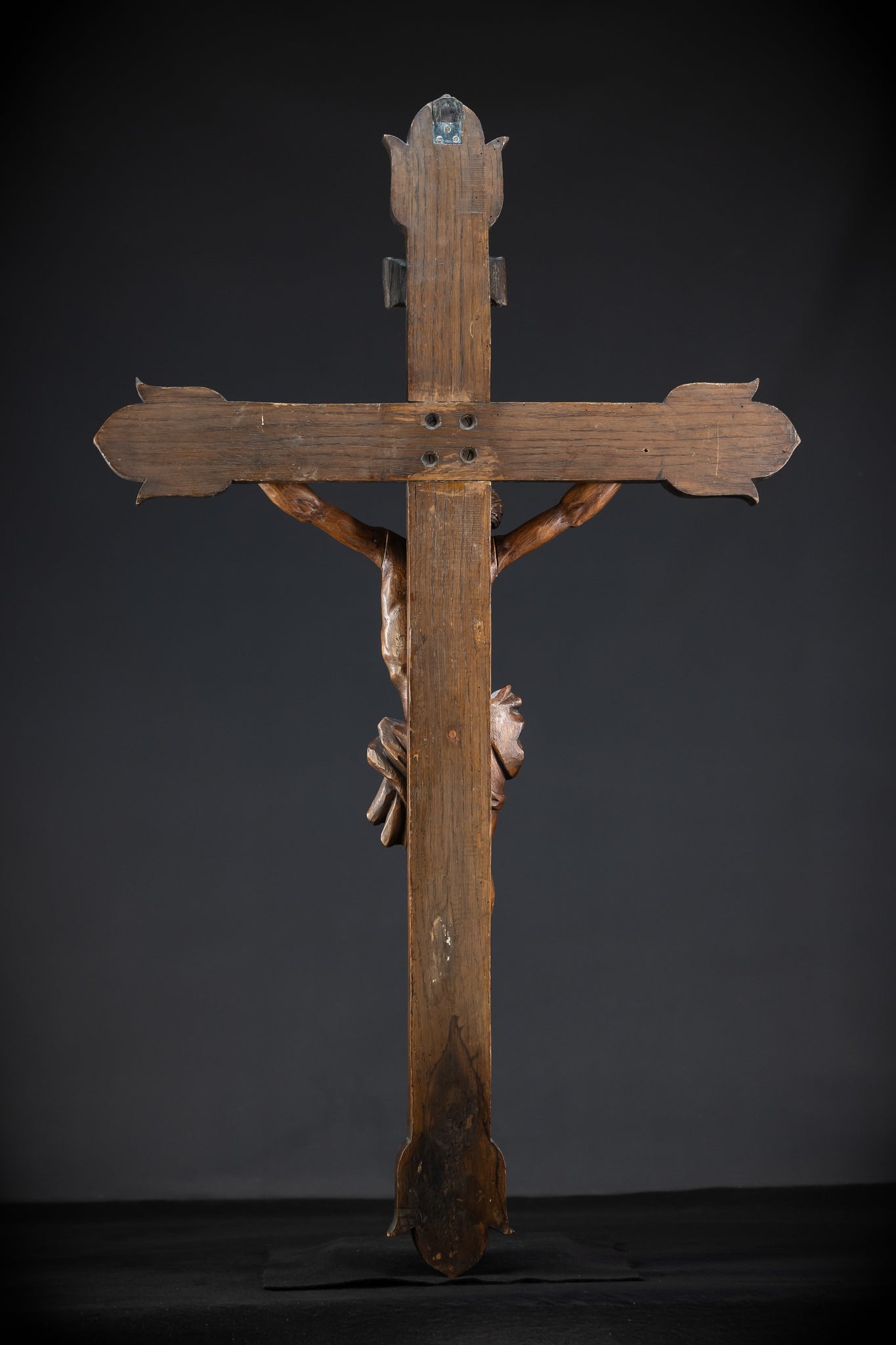 Wall Crucifix | 1800s Antique Church Wooden Cross | 39.8" / 101 cm