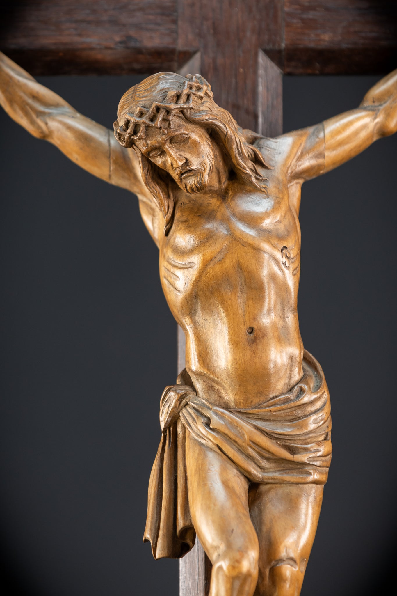 41.3" |  Wall Crucifix | Antique Wooden Church Cross 1800s