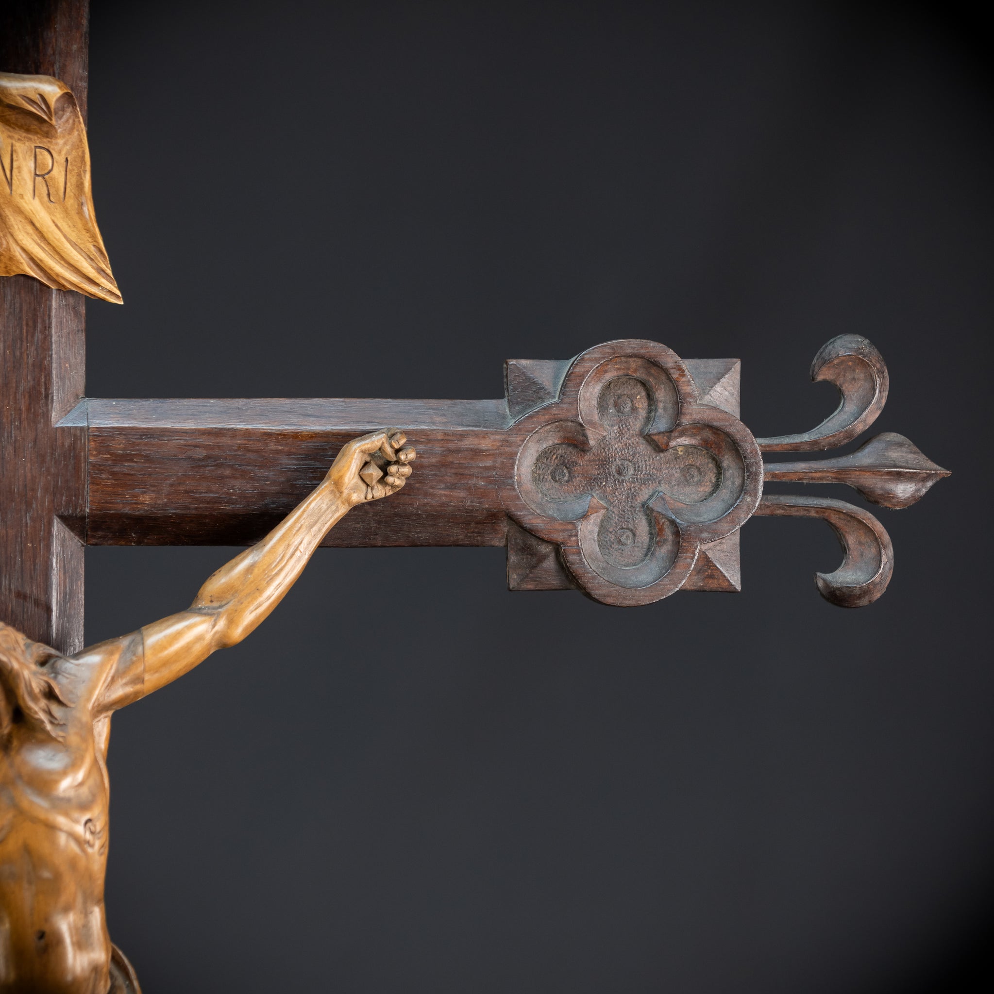 41.3" |  Wall Crucifix | Antique Wooden Church Cross 1800s