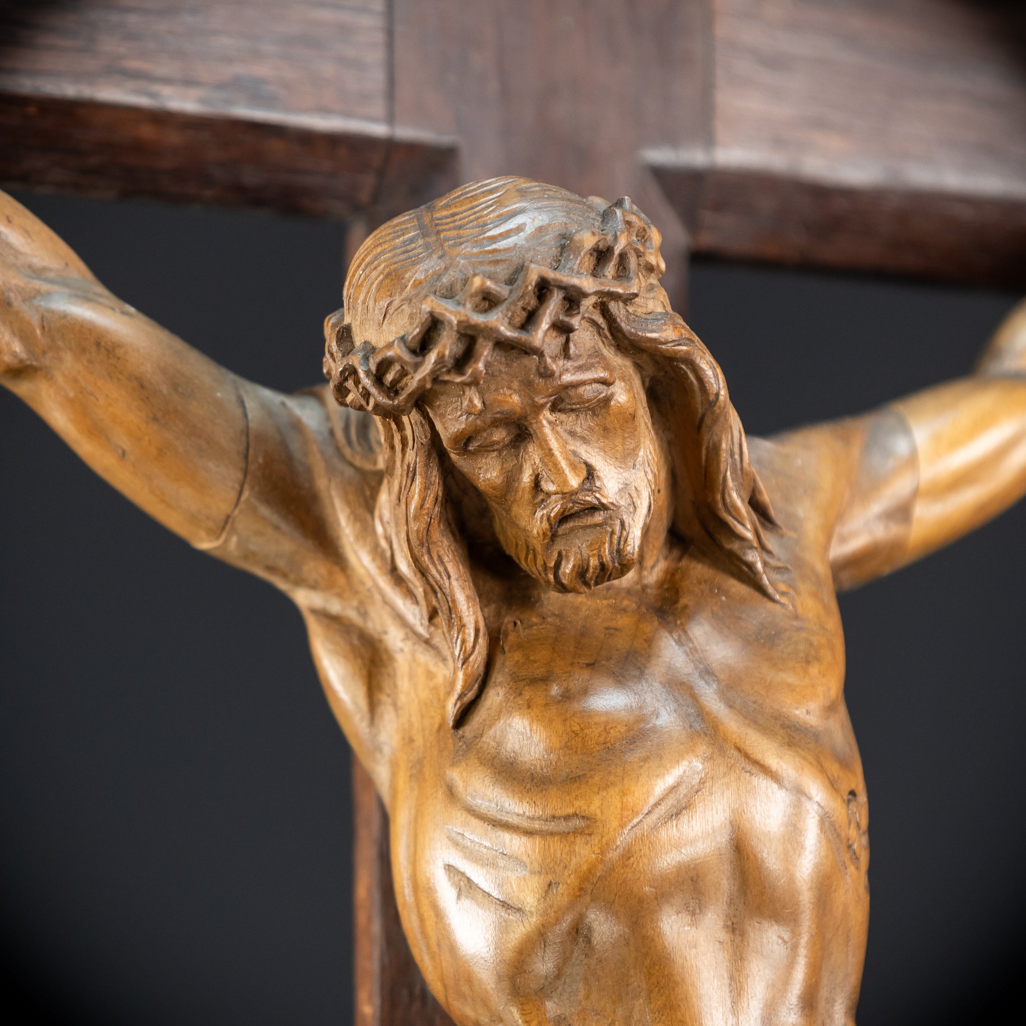 41.3" |  Wall Crucifix | Antique Wooden Church Cross 1800s