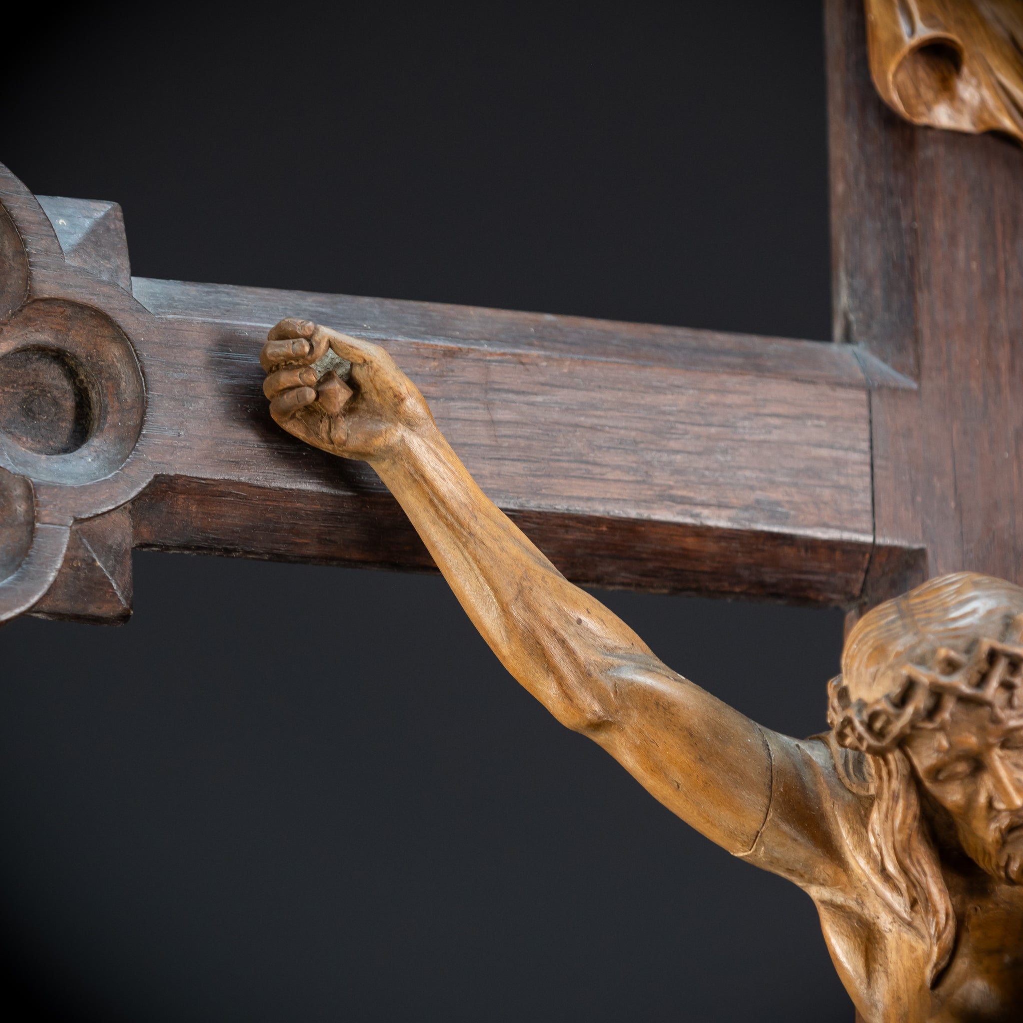 41.3" |  Wall Crucifix | Antique Wooden Church Cross 1800s