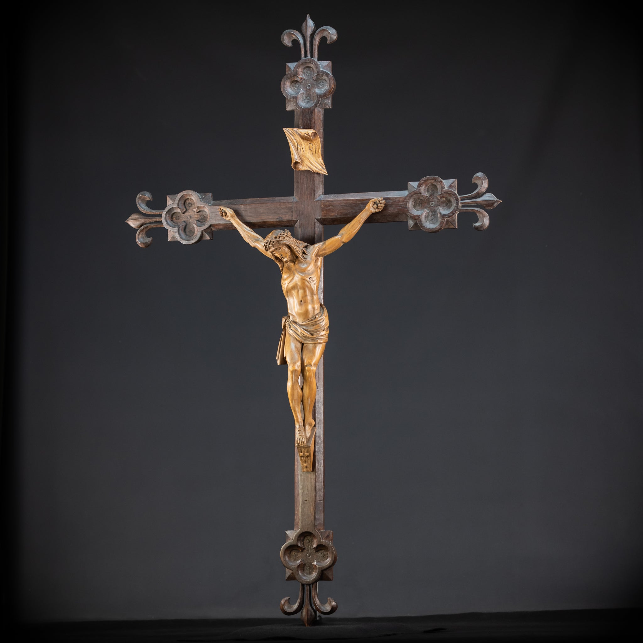 41.3" |  Wall Crucifix | Antique Wooden Church Cross 1800s