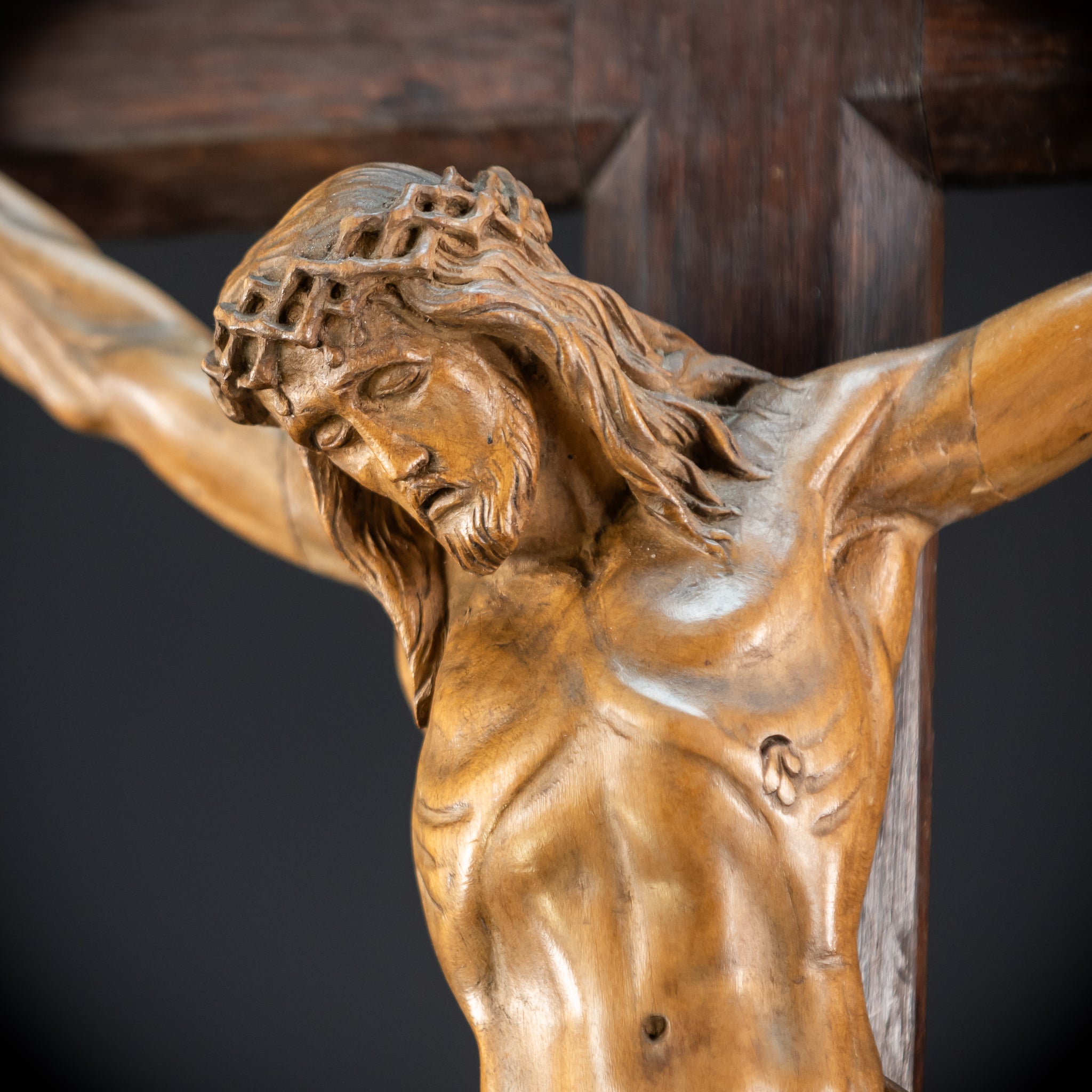 41.3" |  Wall Crucifix | Antique Wooden Church Cross 1800s