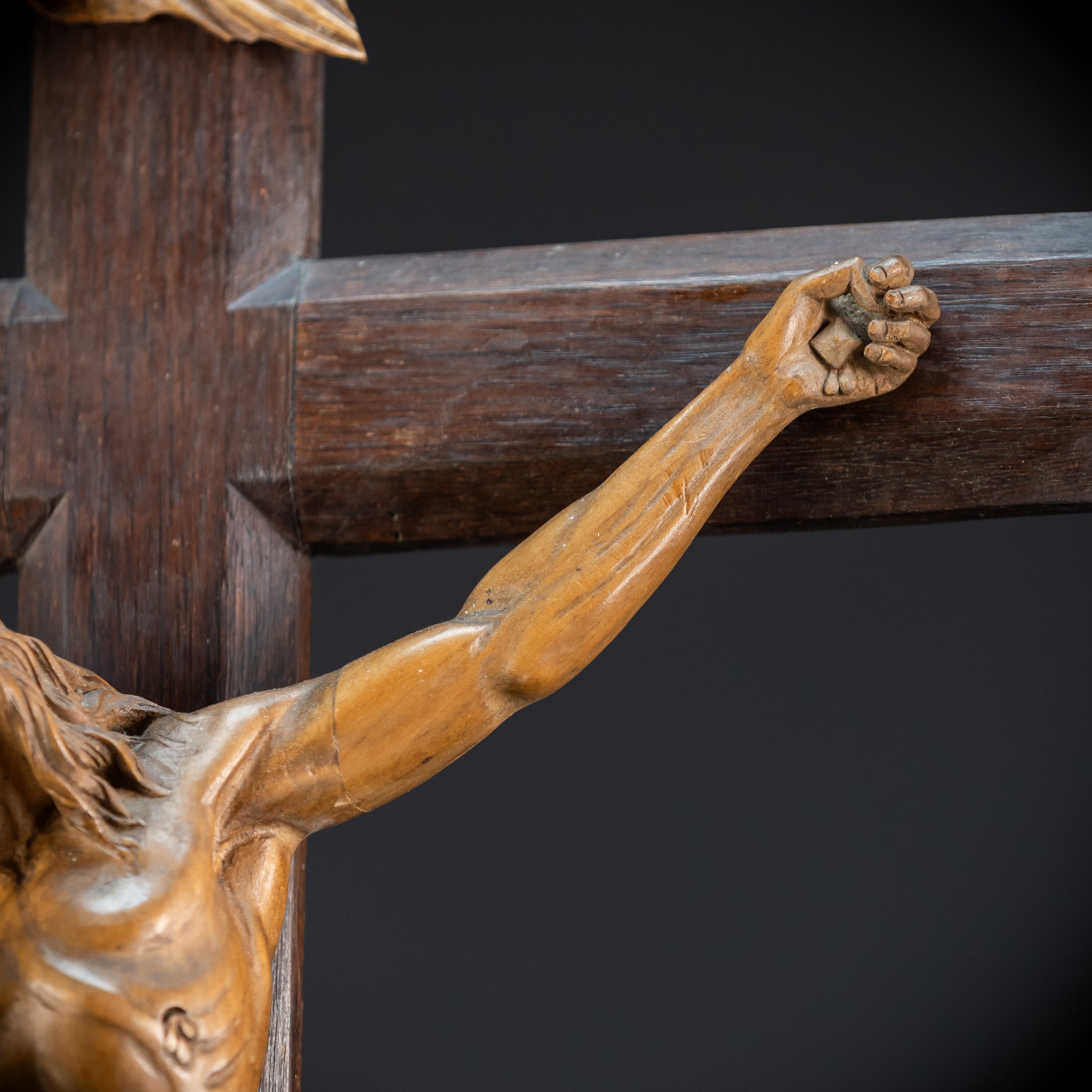 41.3" |  Wall Crucifix | Antique Wooden Church Cross 1800s