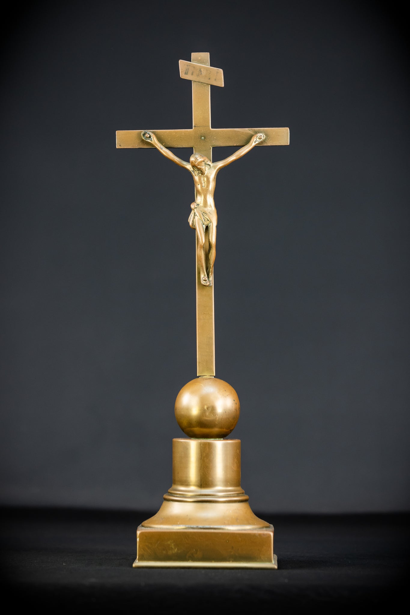 Altar Crucifix | French 1700s Gilded Bronze | 17.7"