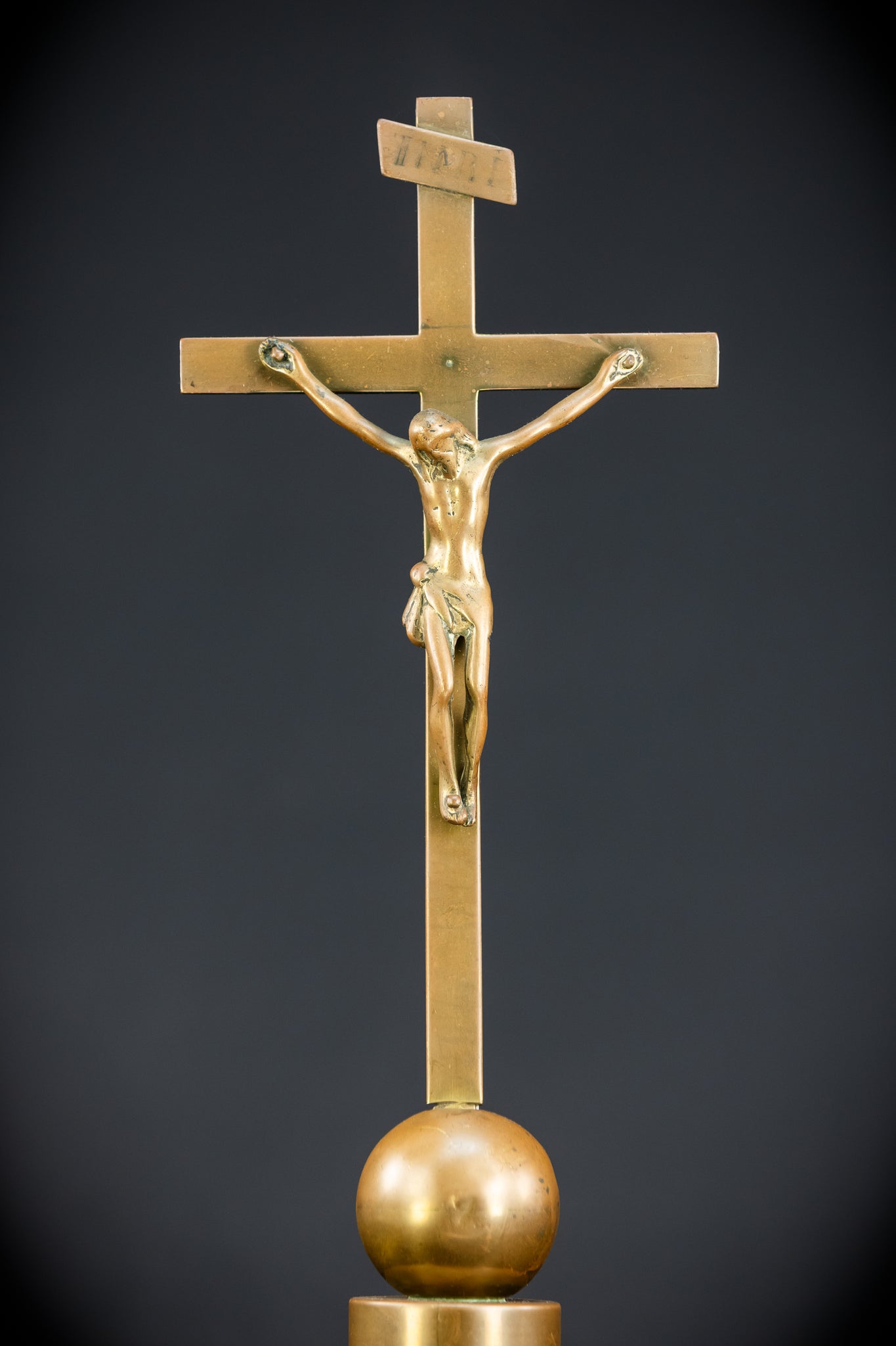 Altar Crucifix | French 1700s Gilded Bronze | 17.7"