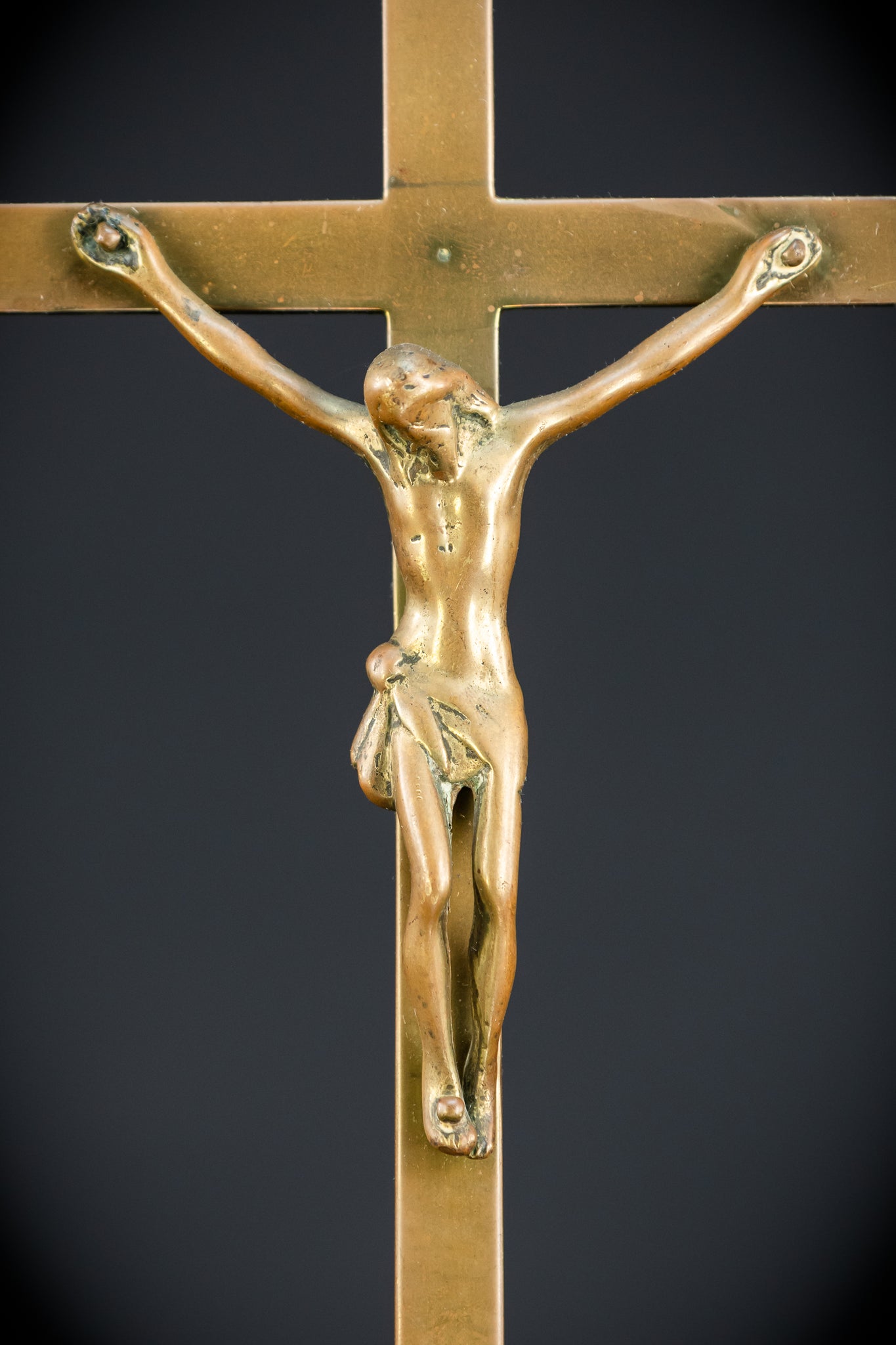 Altar Crucifix | French 1700s Gilded Bronze | 17.7"