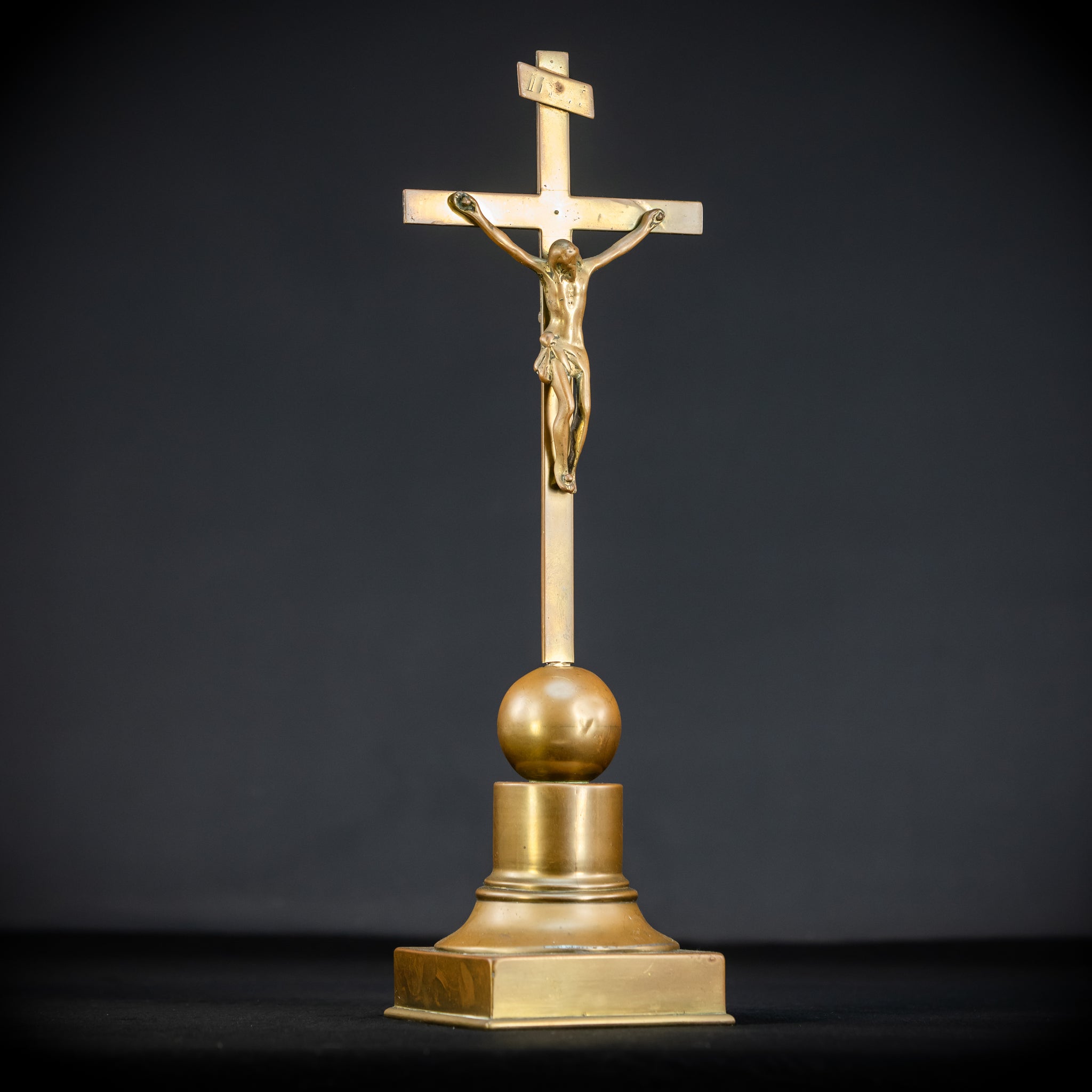 Altar Crucifix | French 1700s Gilded Bronze | 17.7"