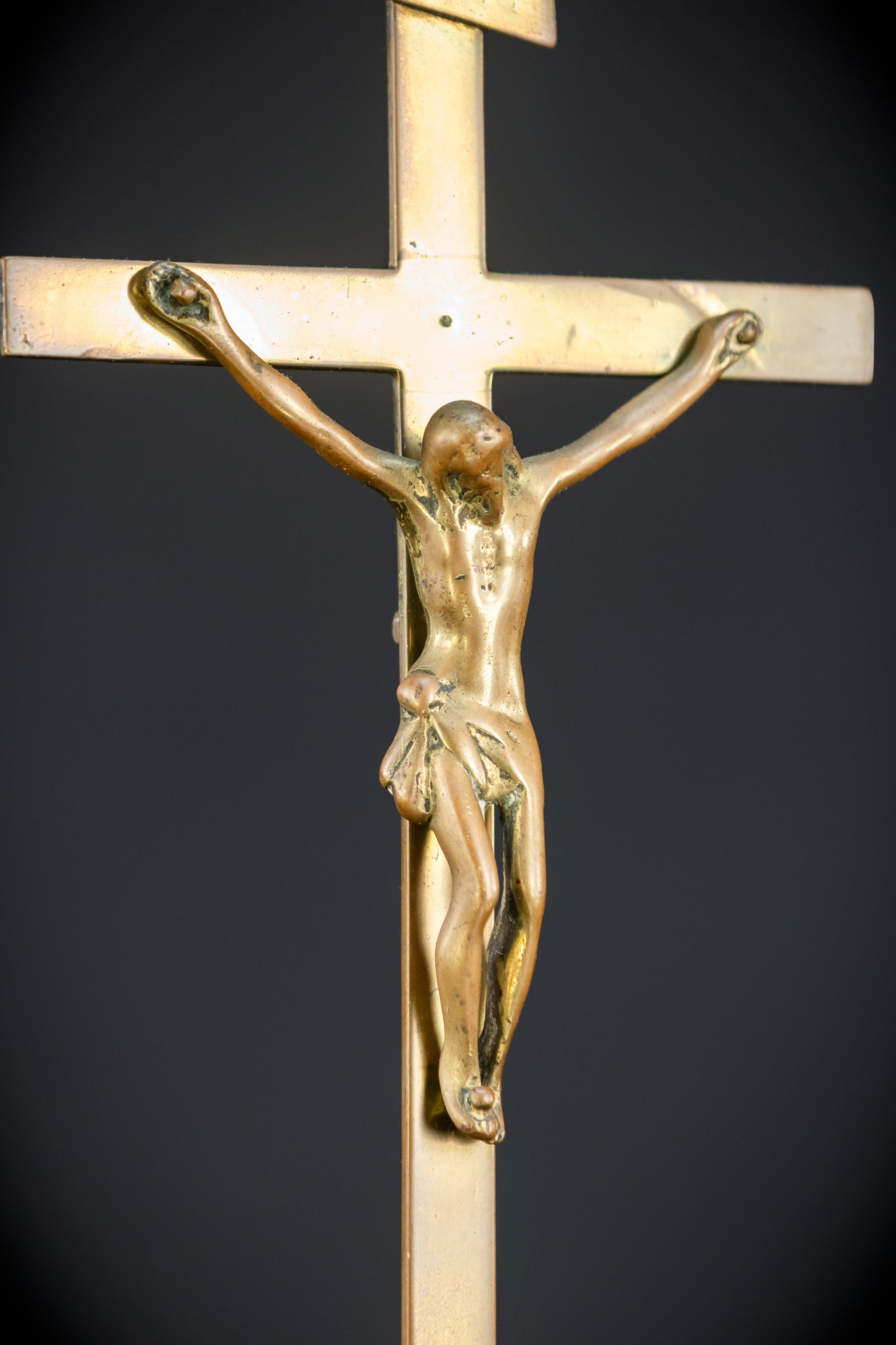 Altar Crucifix | French 1700s Gilded Bronze | 17.7"