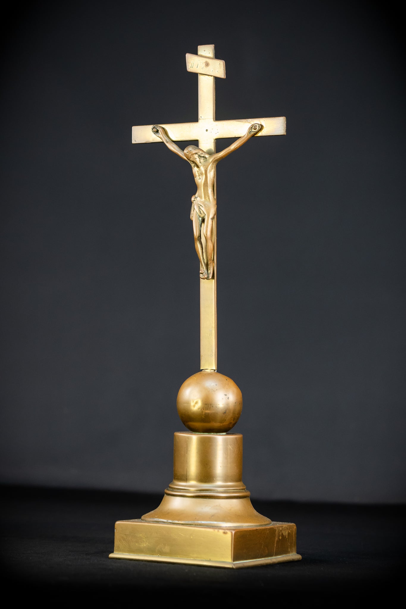 Altar Crucifix | French 1700s Gilded Bronze | 17.7"