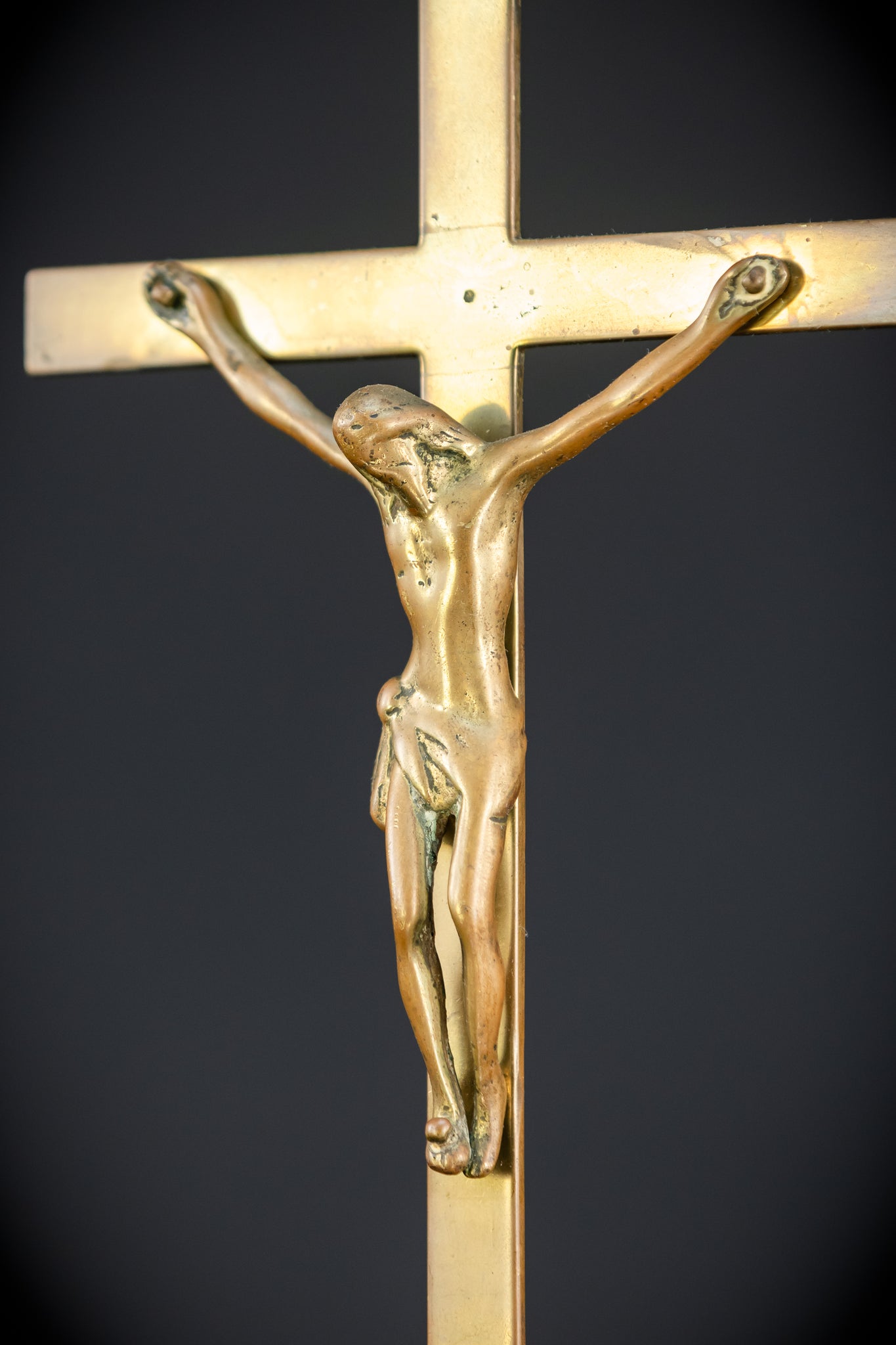 Altar Crucifix | French 1700s Gilded Bronze | 17.7"