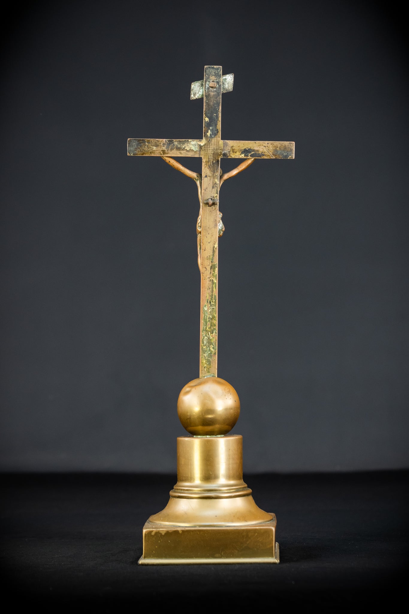 Altar Crucifix | French 1700s Gilded Bronze | 17.7"