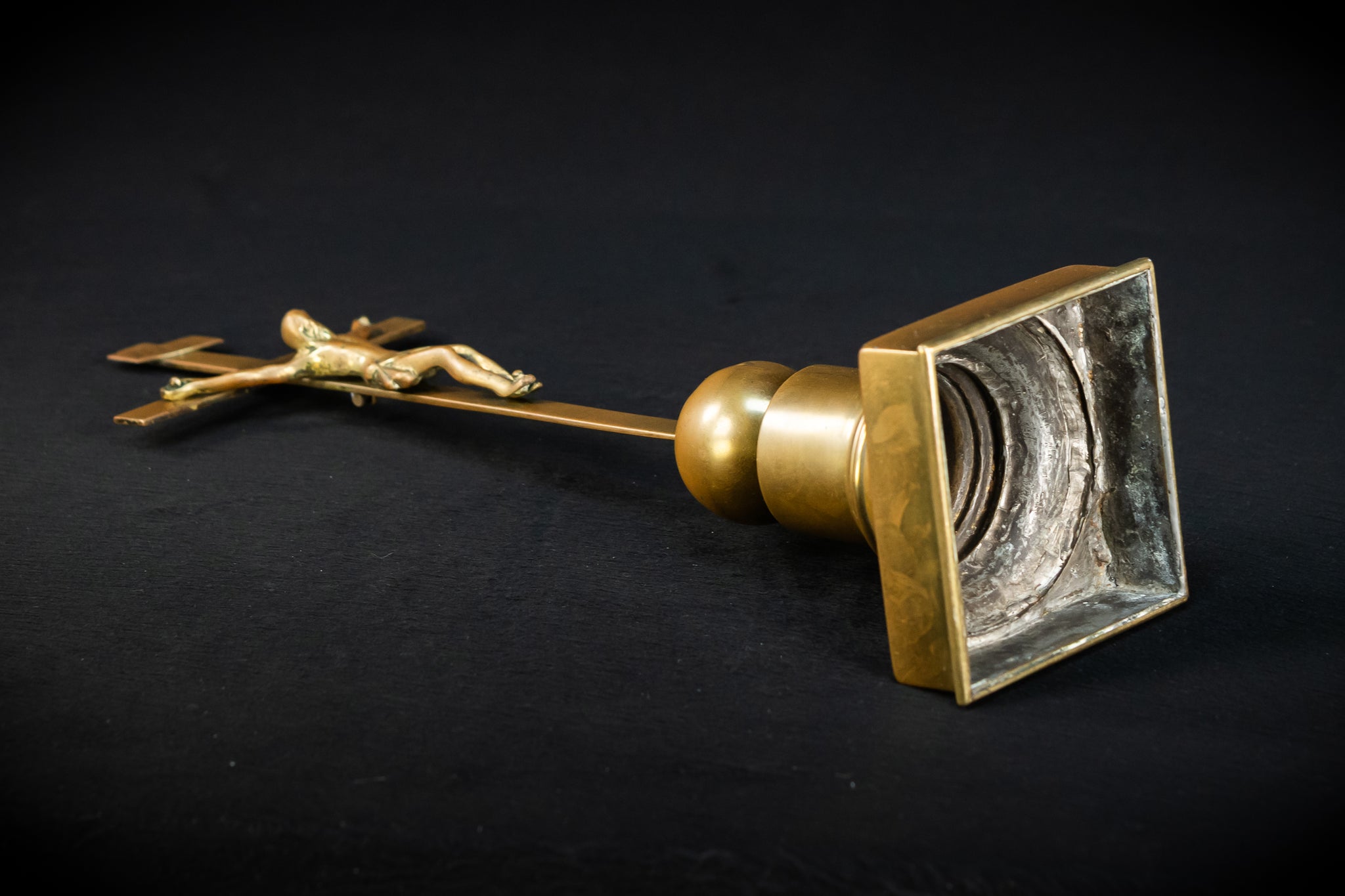 Altar Crucifix | French 1700s Gilded Bronze | 17.7"