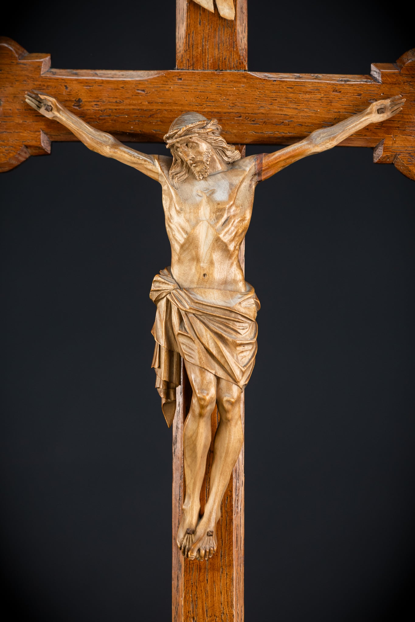 Church Wall Crucifix | 1800s Wooden Cross | 28"