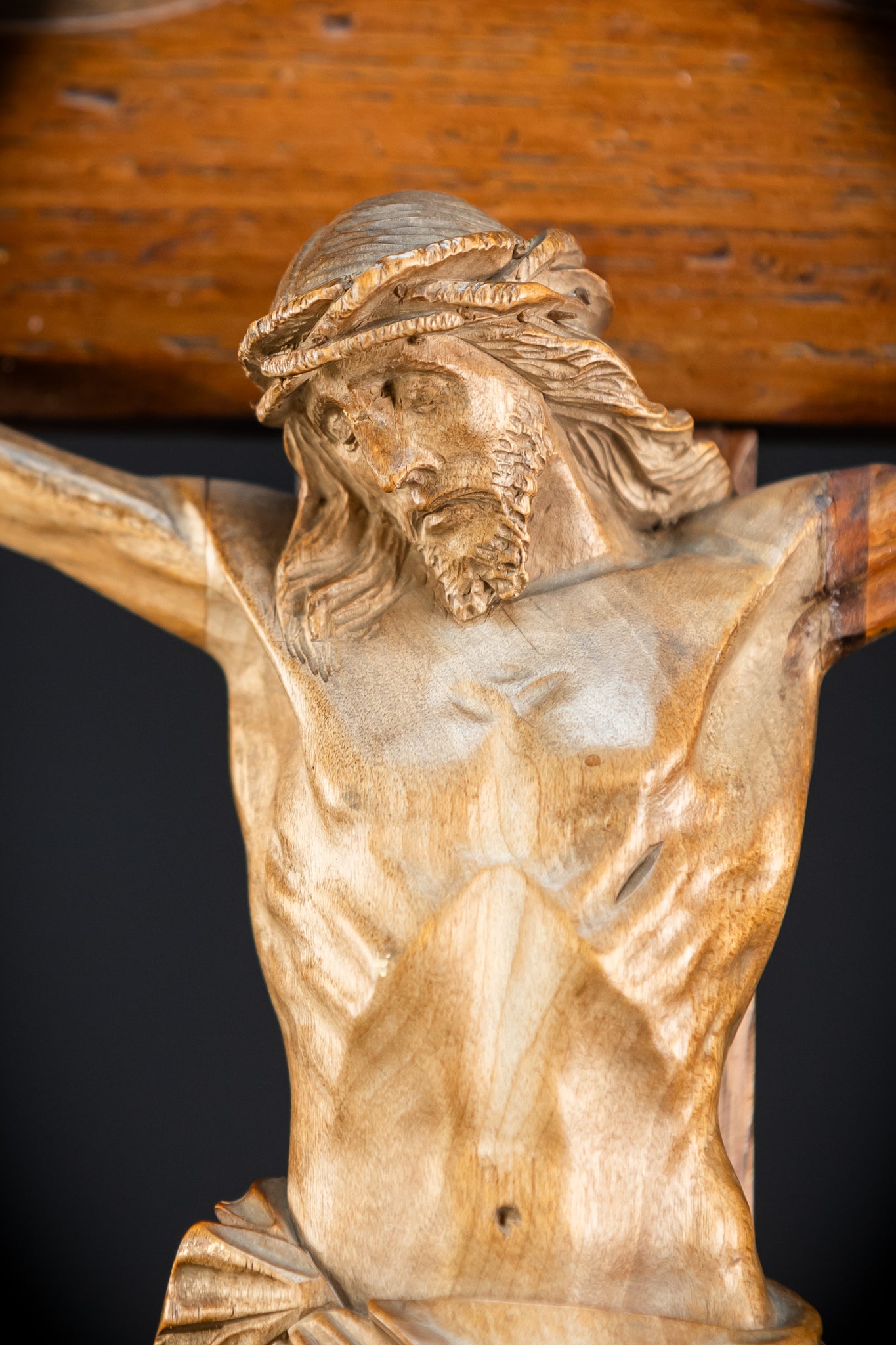 Church Wall Crucifix | 1800s Wooden Cross | 28"