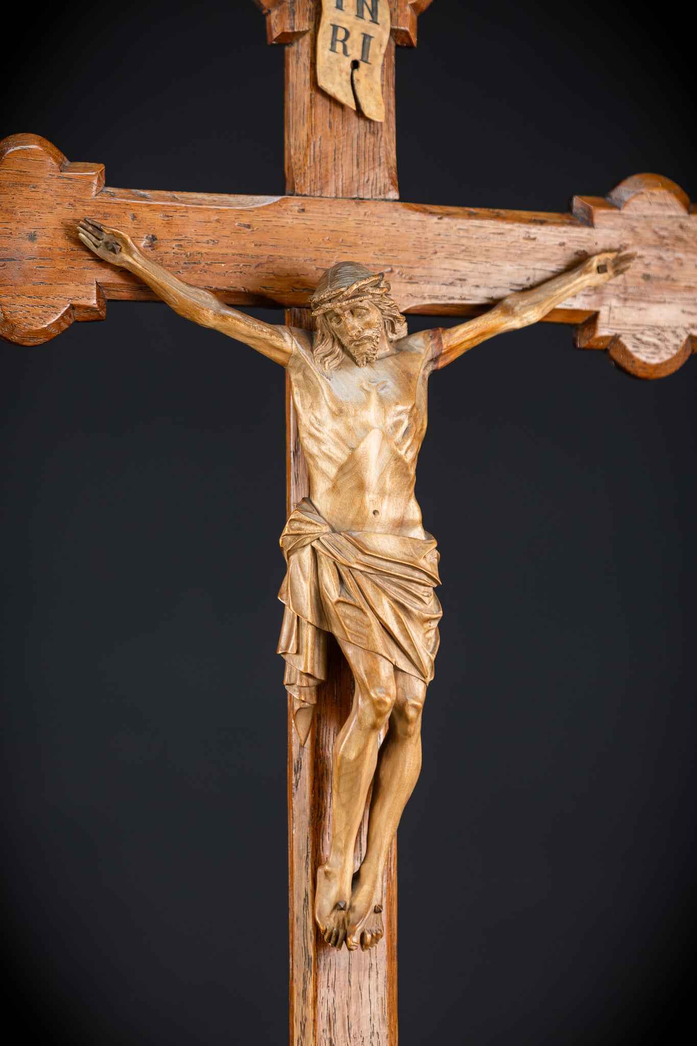 Church Wall Crucifix | 1800s Wooden Cross | 28"