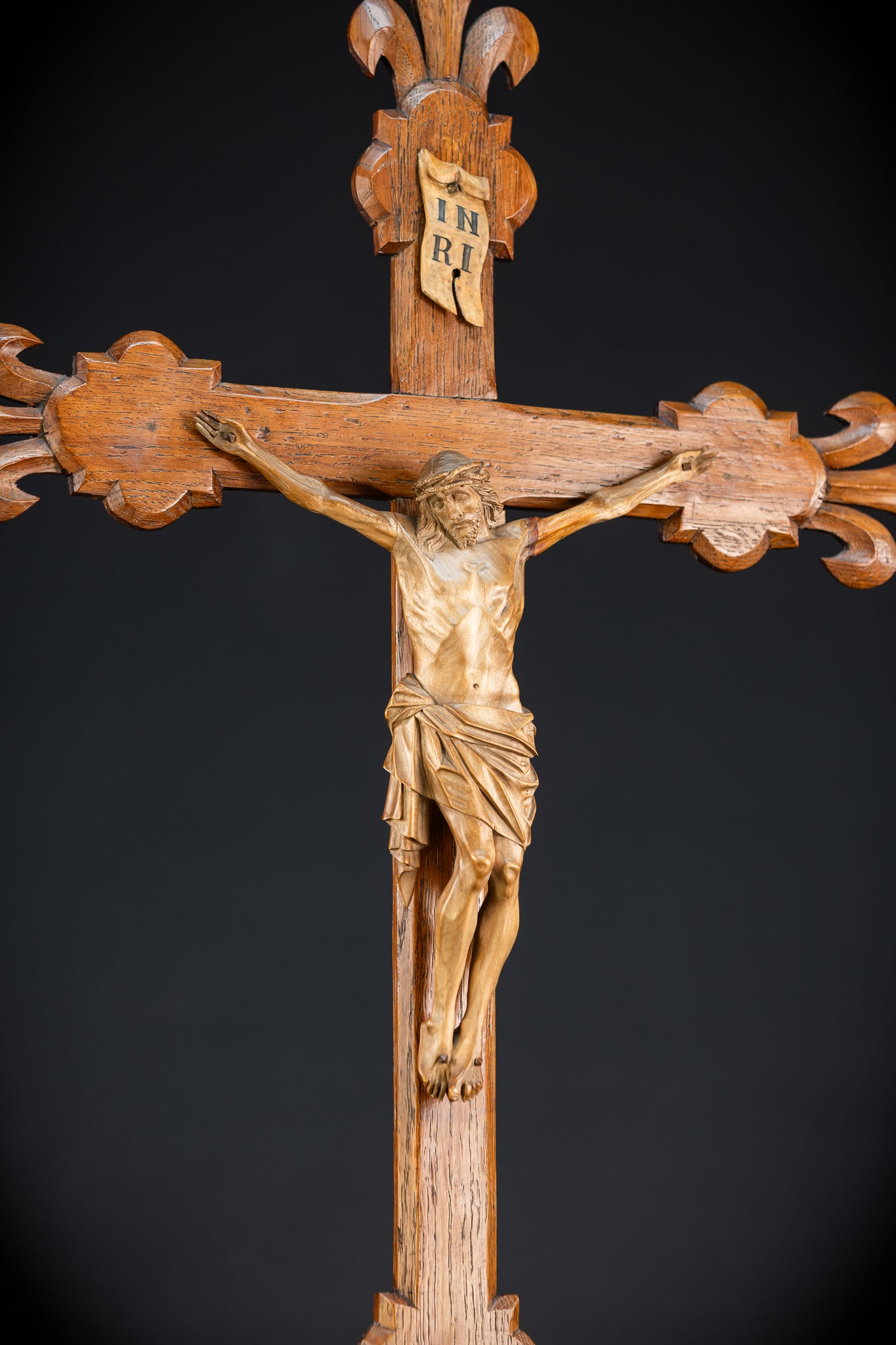 Church Wall Crucifix | 1800s Wooden Cross | 28"