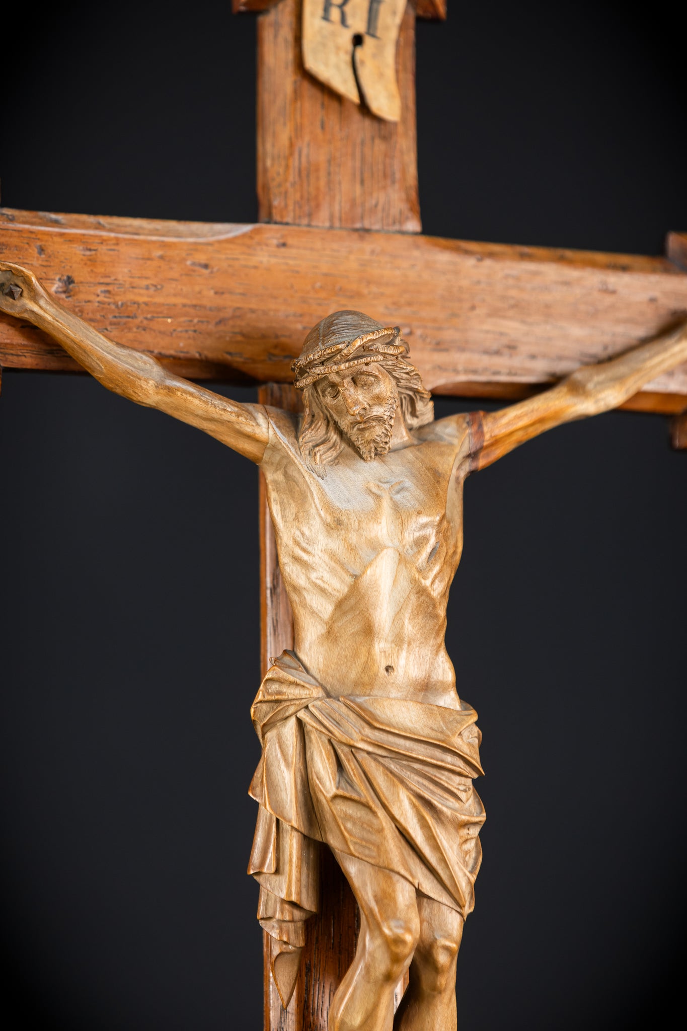 Church Wall Crucifix | 1800s Wooden Cross | 28"