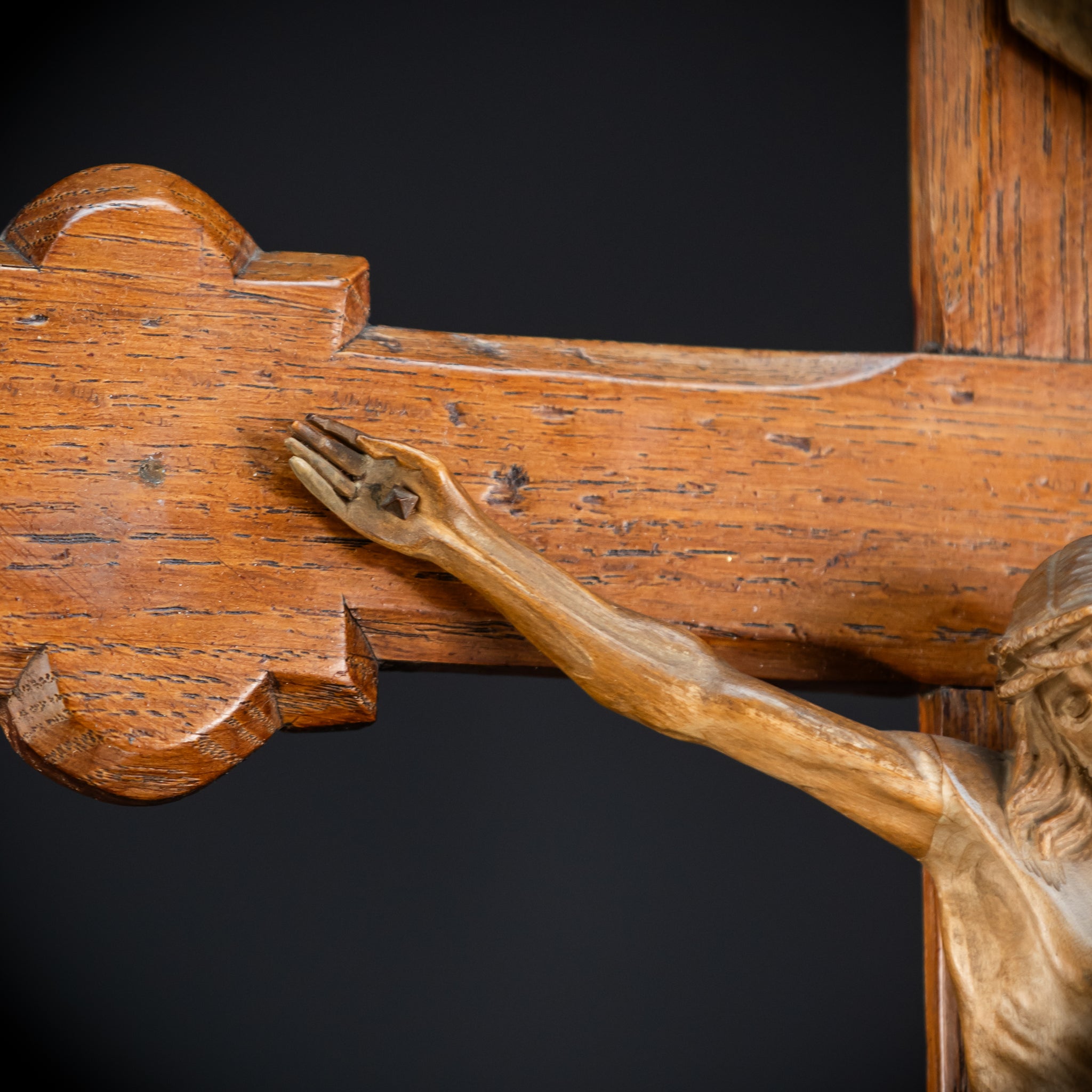 Church Wall Crucifix | 1800s Wooden Cross | 28"