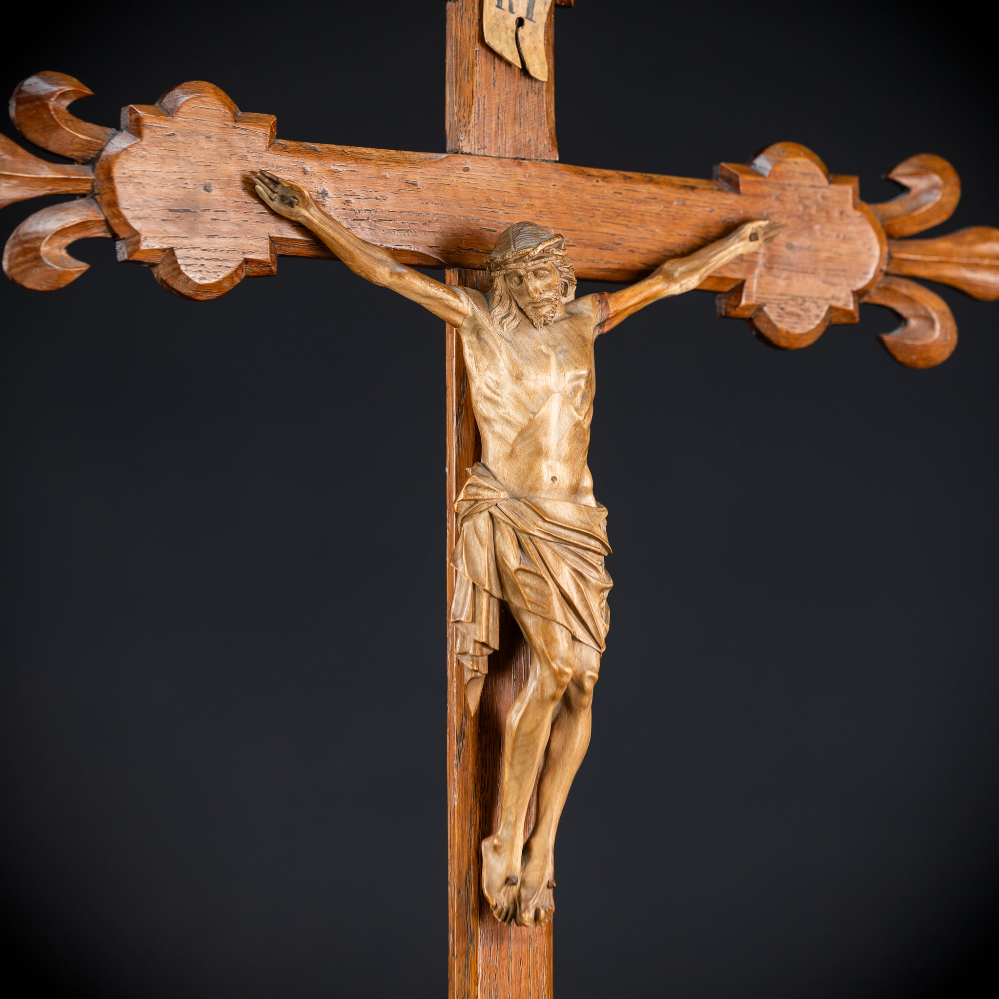 Church Wall Crucifix | 1800s Wooden Cross | 28"