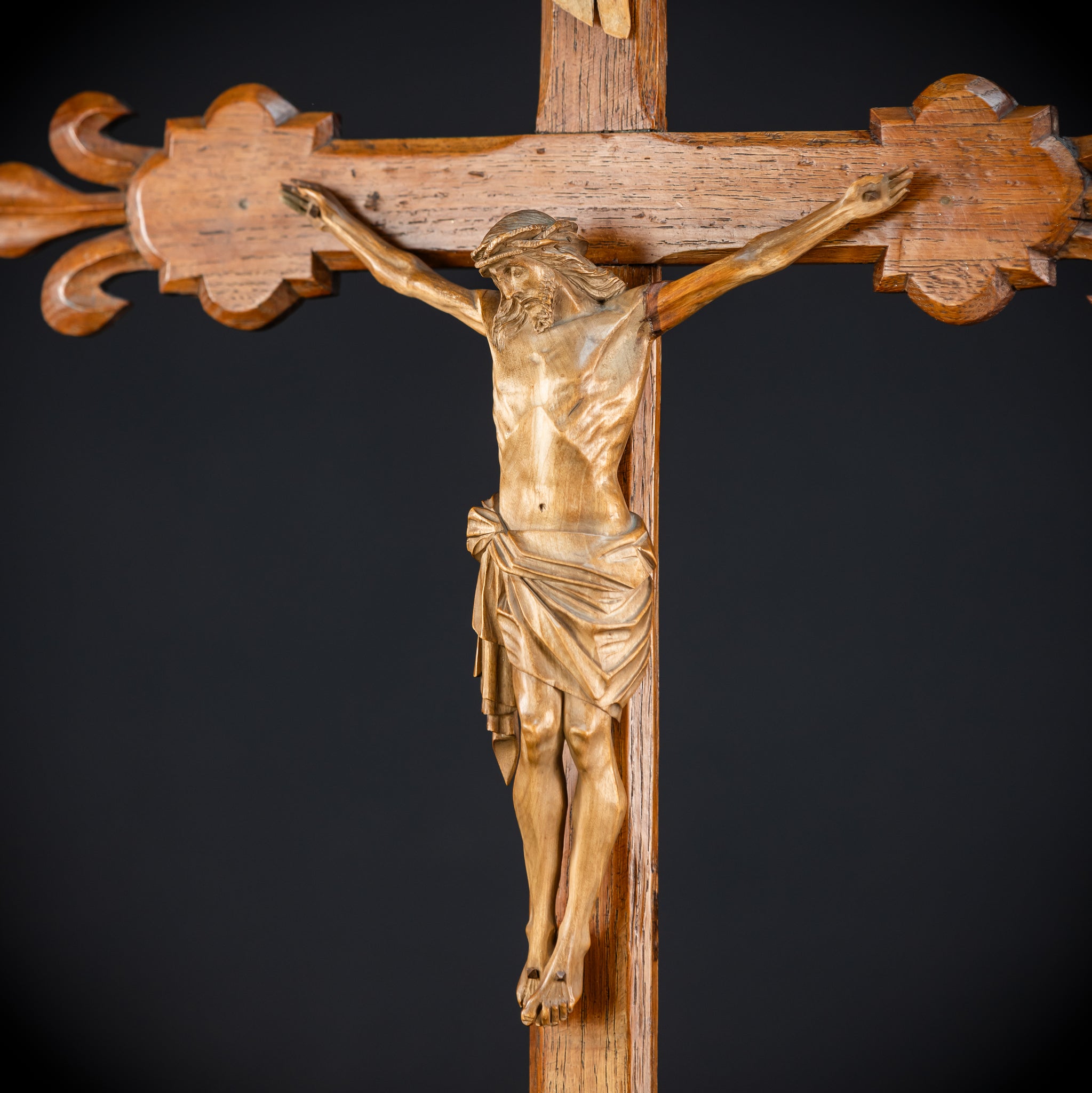 Church Wall Crucifix | 1800s Wooden Cross | 28"