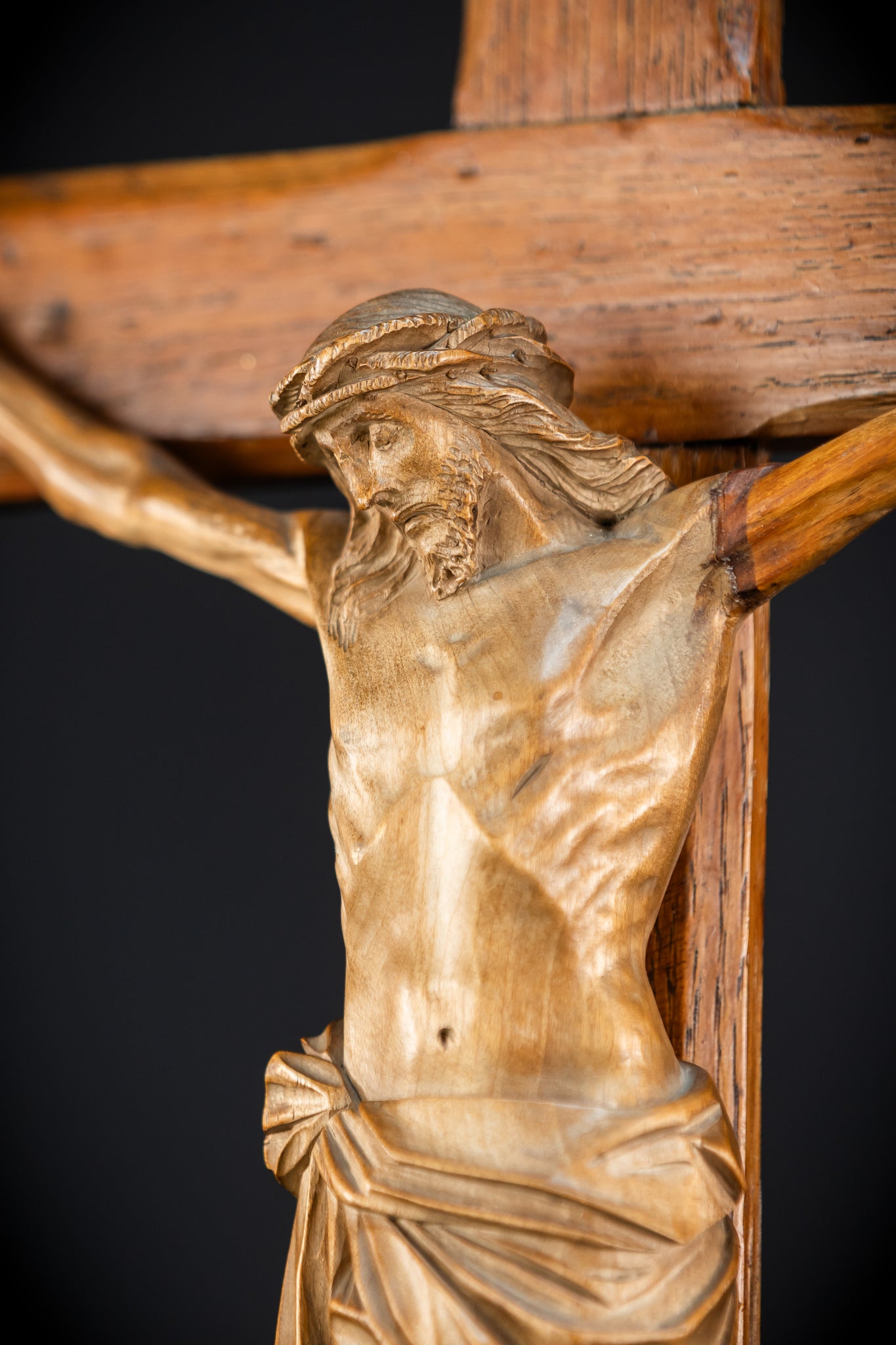 Church Wall Crucifix | 1800s Wooden Cross | 28"