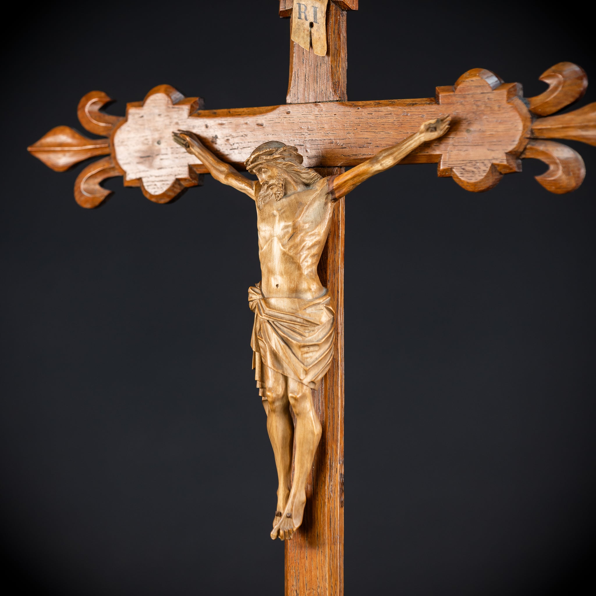 Church Wall Crucifix | 1800s Wooden Cross | 28"