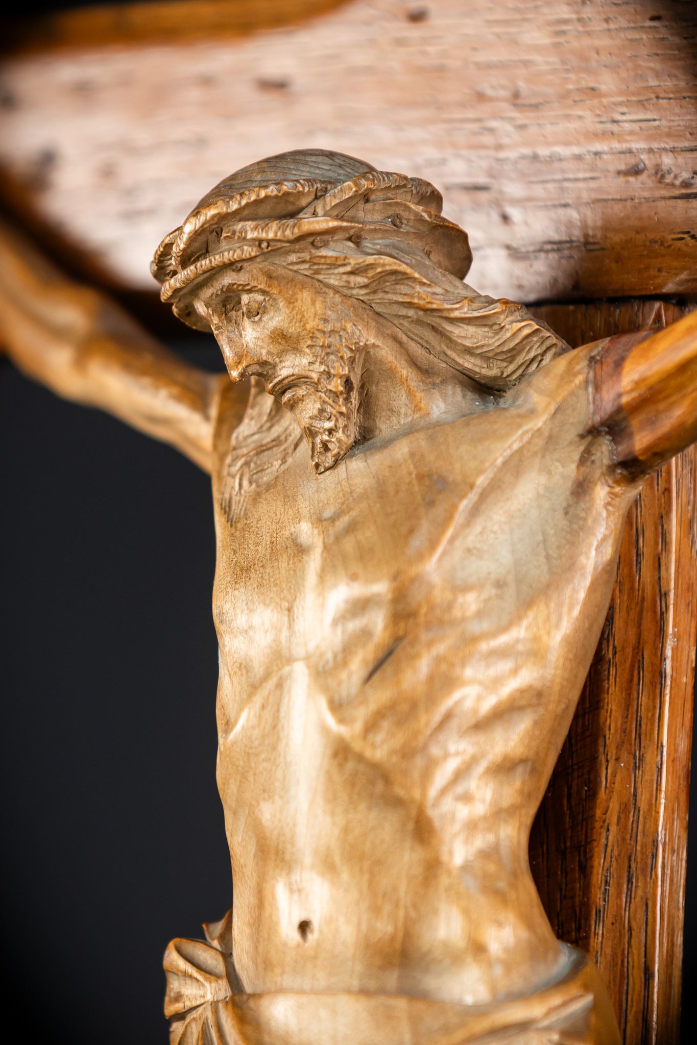 Church Wall Crucifix | 1800s Wooden Cross | 28"