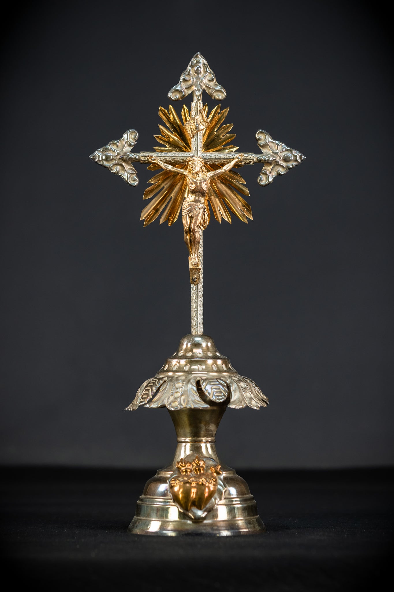 Altar Crucifix | 1800s Antique Brass | 15.8" / 40 cm