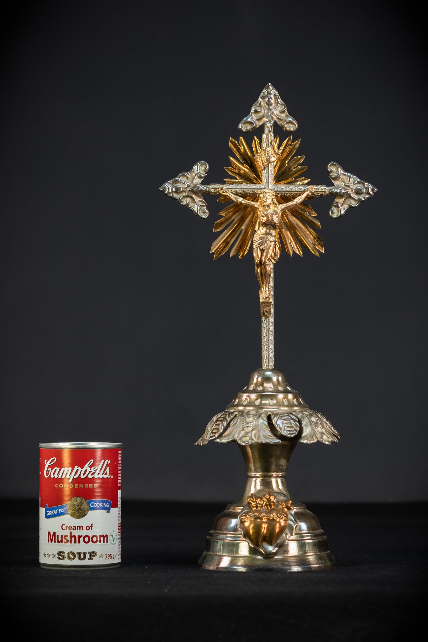 Altar Crucifix | 1800s Antique Brass | 15.8" / 40 cm