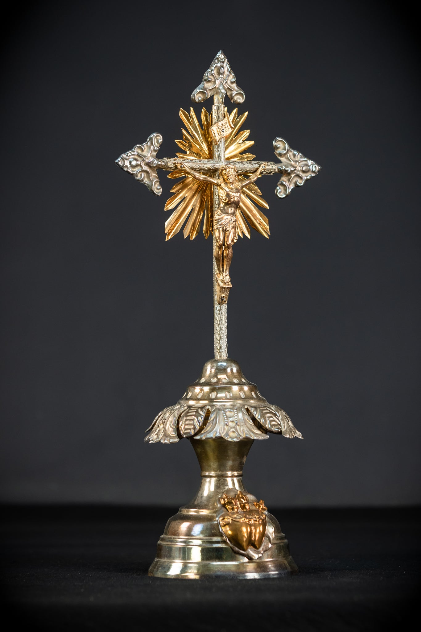 Altar Crucifix | 1800s Antique Brass | 15.8" / 40 cm