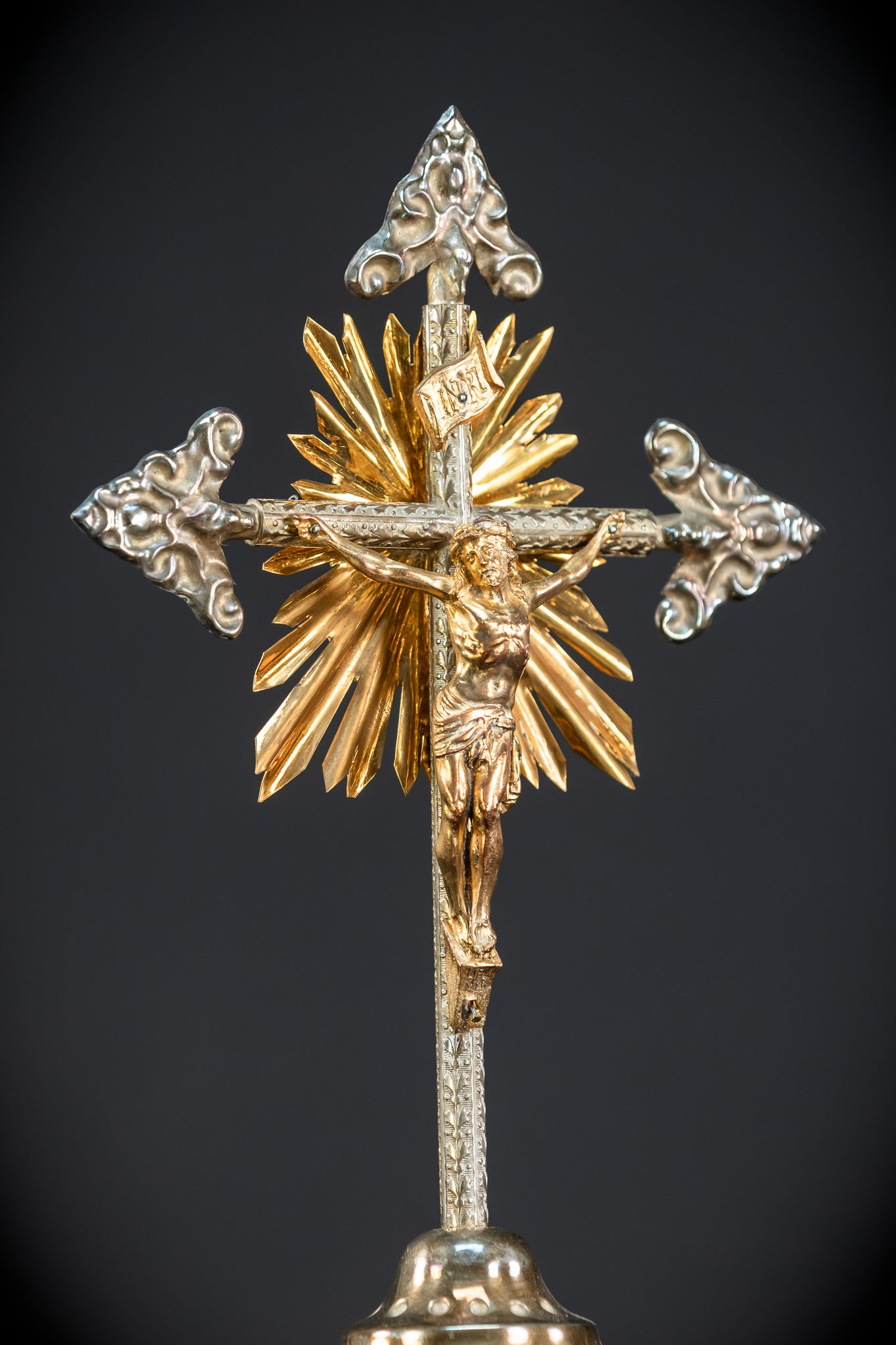 Altar Crucifix | 1800s Antique Brass | 15.8" / 40 cm