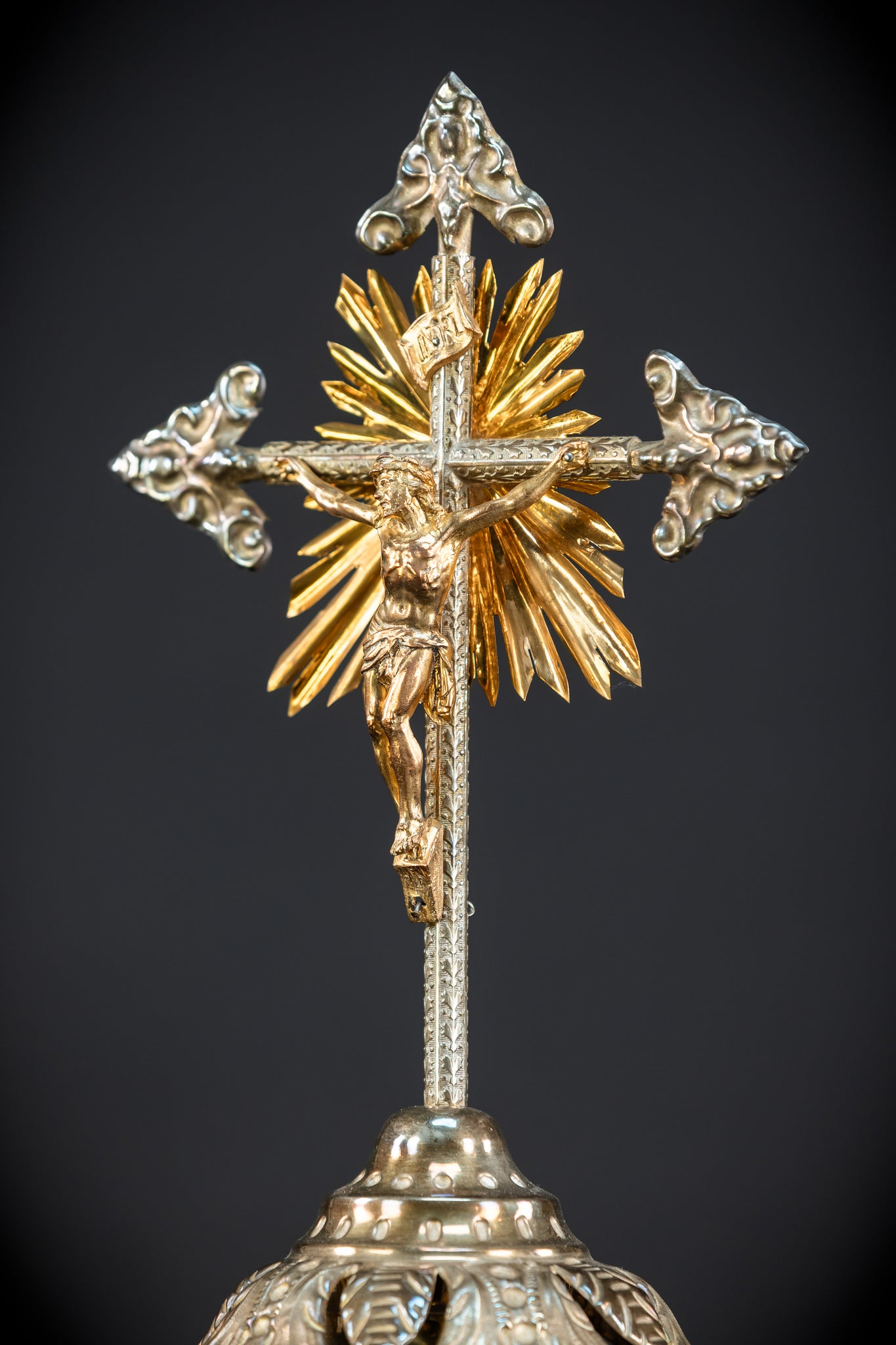 Altar Crucifix | 1800s Antique Brass | 15.8" / 40 cm