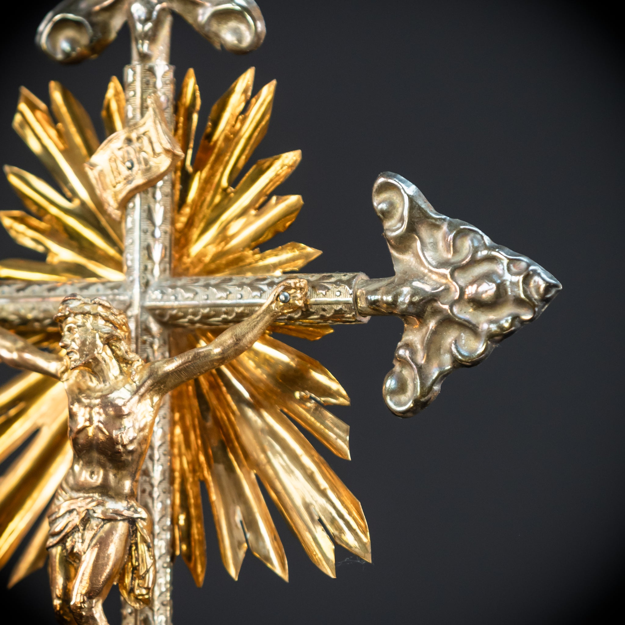 Altar Crucifix | 1800s Antique Brass | 15.8" / 40 cm
