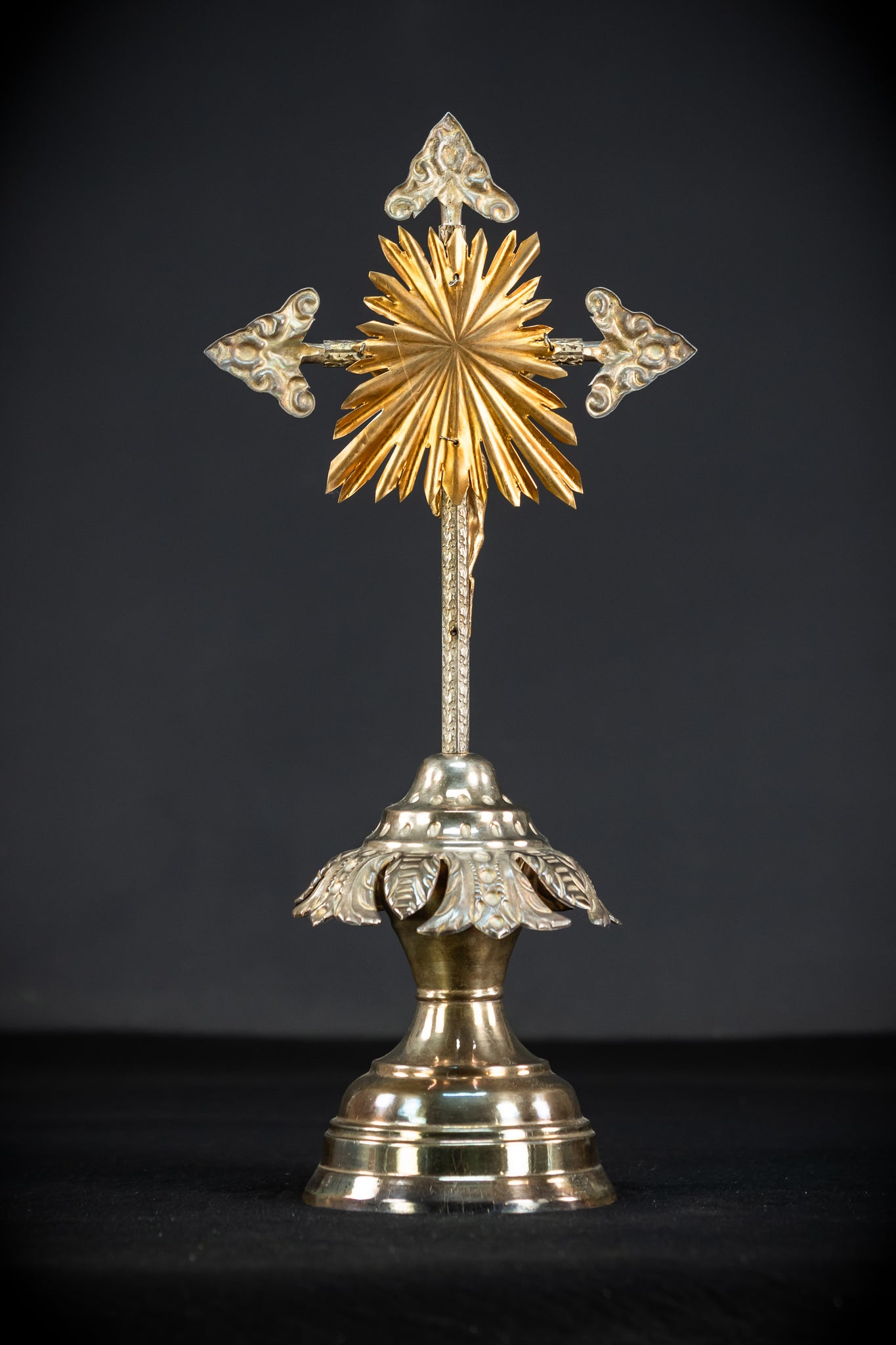 Altar Crucifix | 1800s Antique Brass | 15.8" / 40 cm