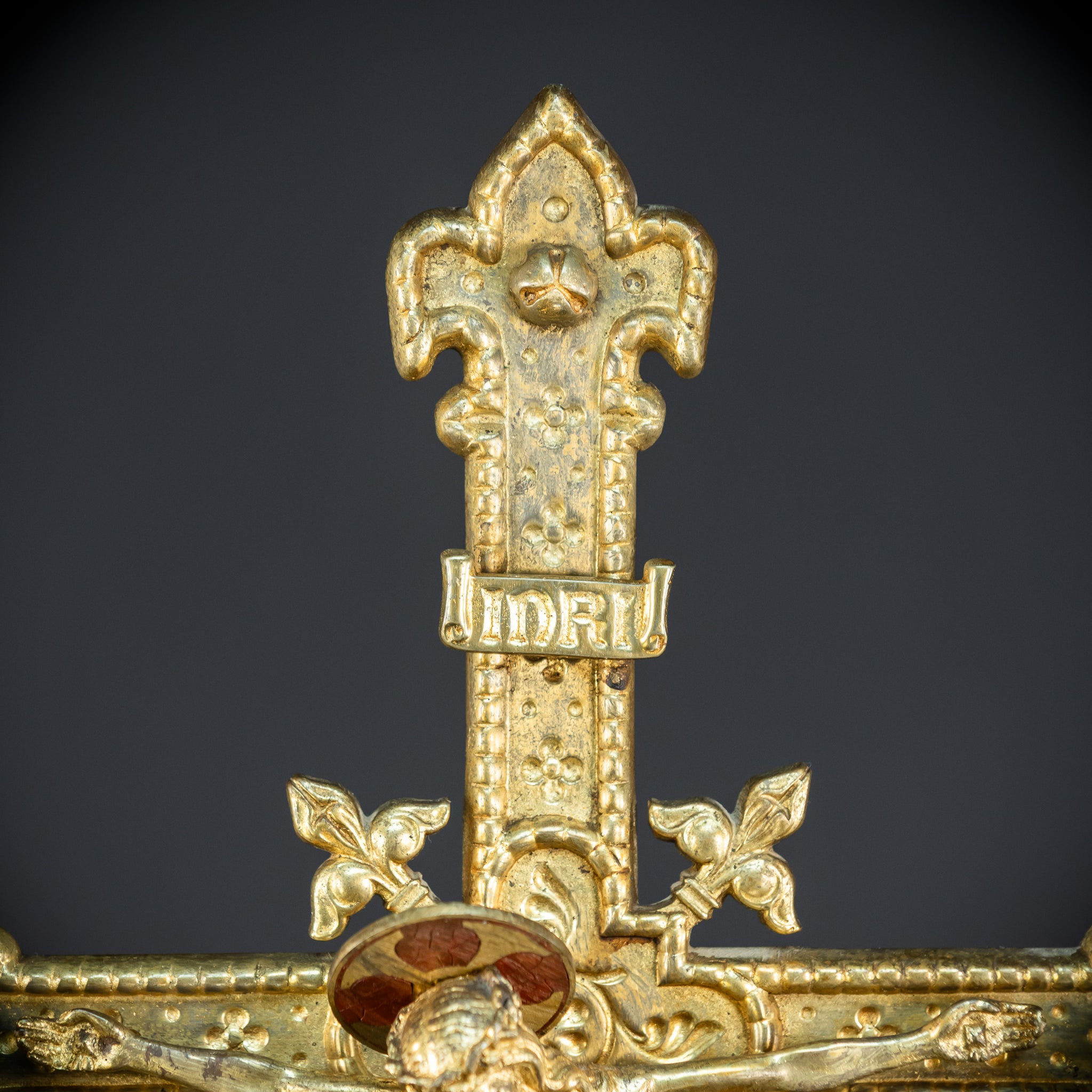 Altar Crucifix | French 1800s Gilded Bronze | 25.8"