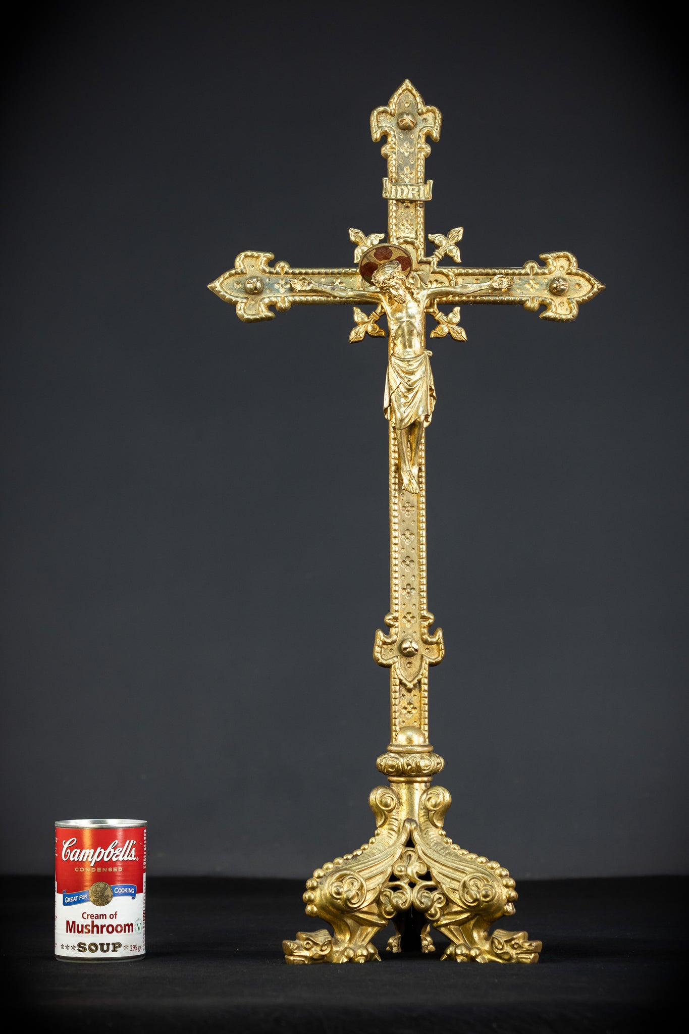 Altar Crucifix | French 1800s Gilded Bronze | 25.8"