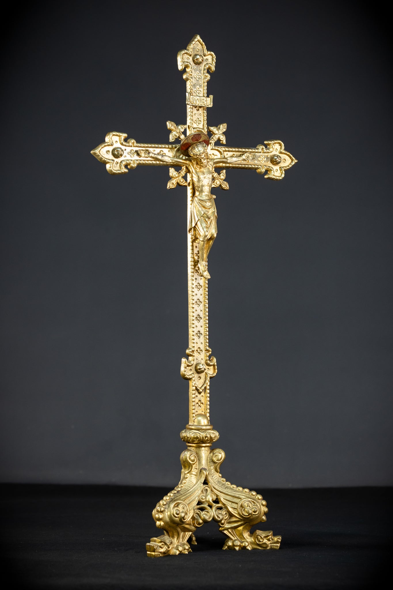 Altar Crucifix | French 1800s Gilded Bronze | 25.8"