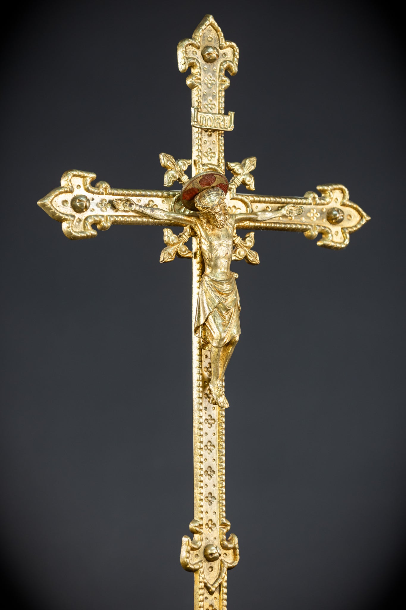 Altar Crucifix | French 1800s Gilded Bronze | 25.8"