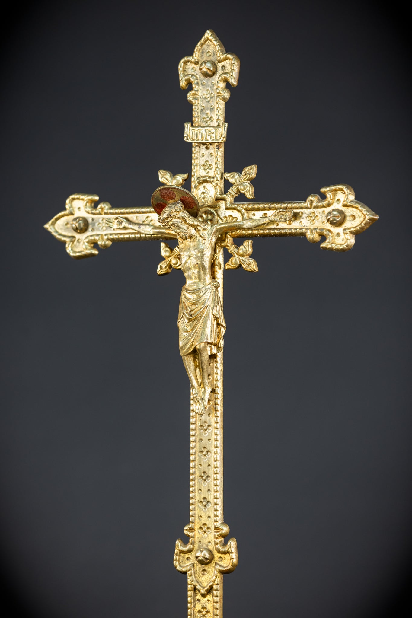 Altar Crucifix | French 1800s Gilded Bronze | 25.8"