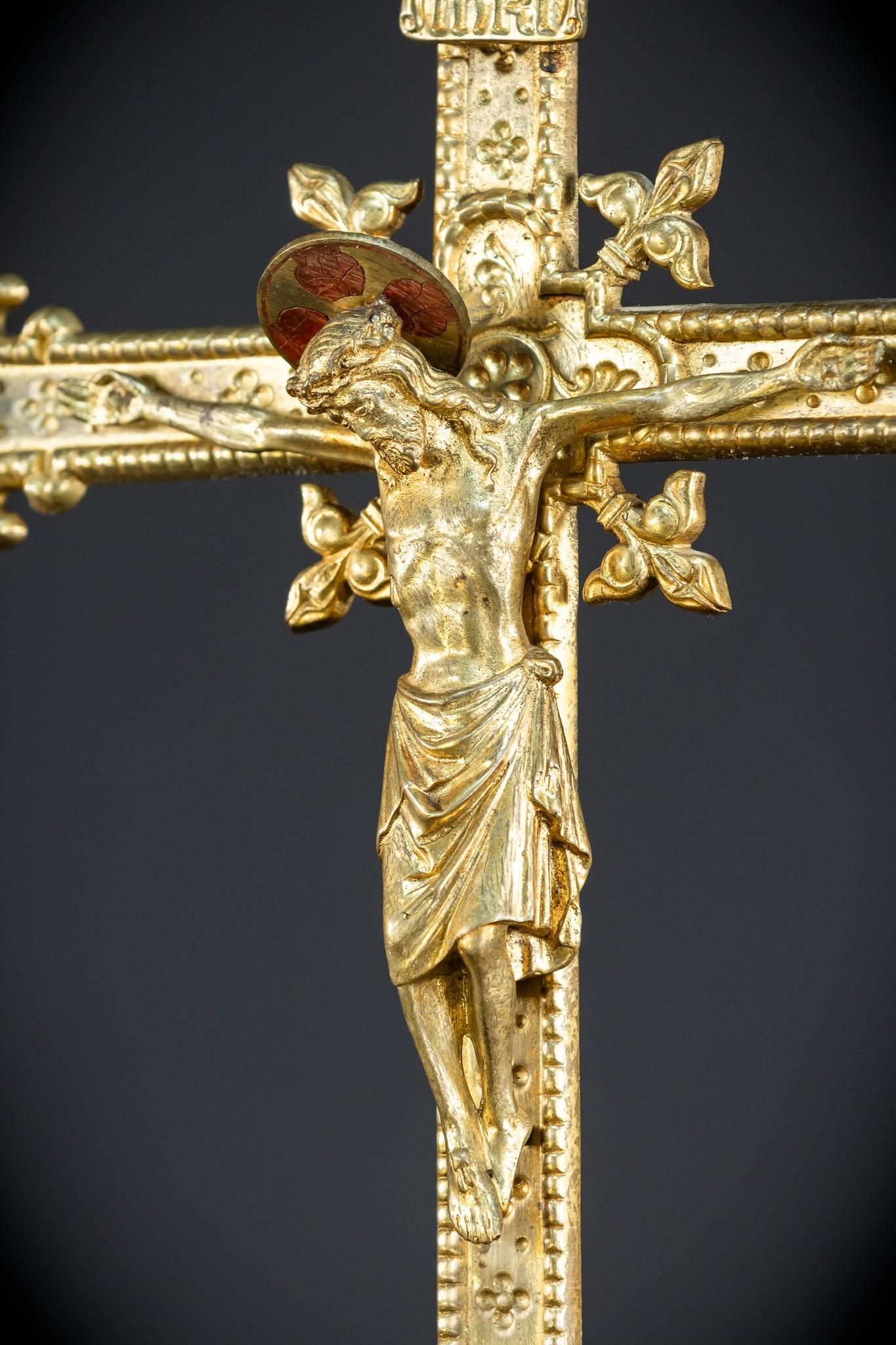 Altar Crucifix | French 1800s Gilded Bronze | 25.8"