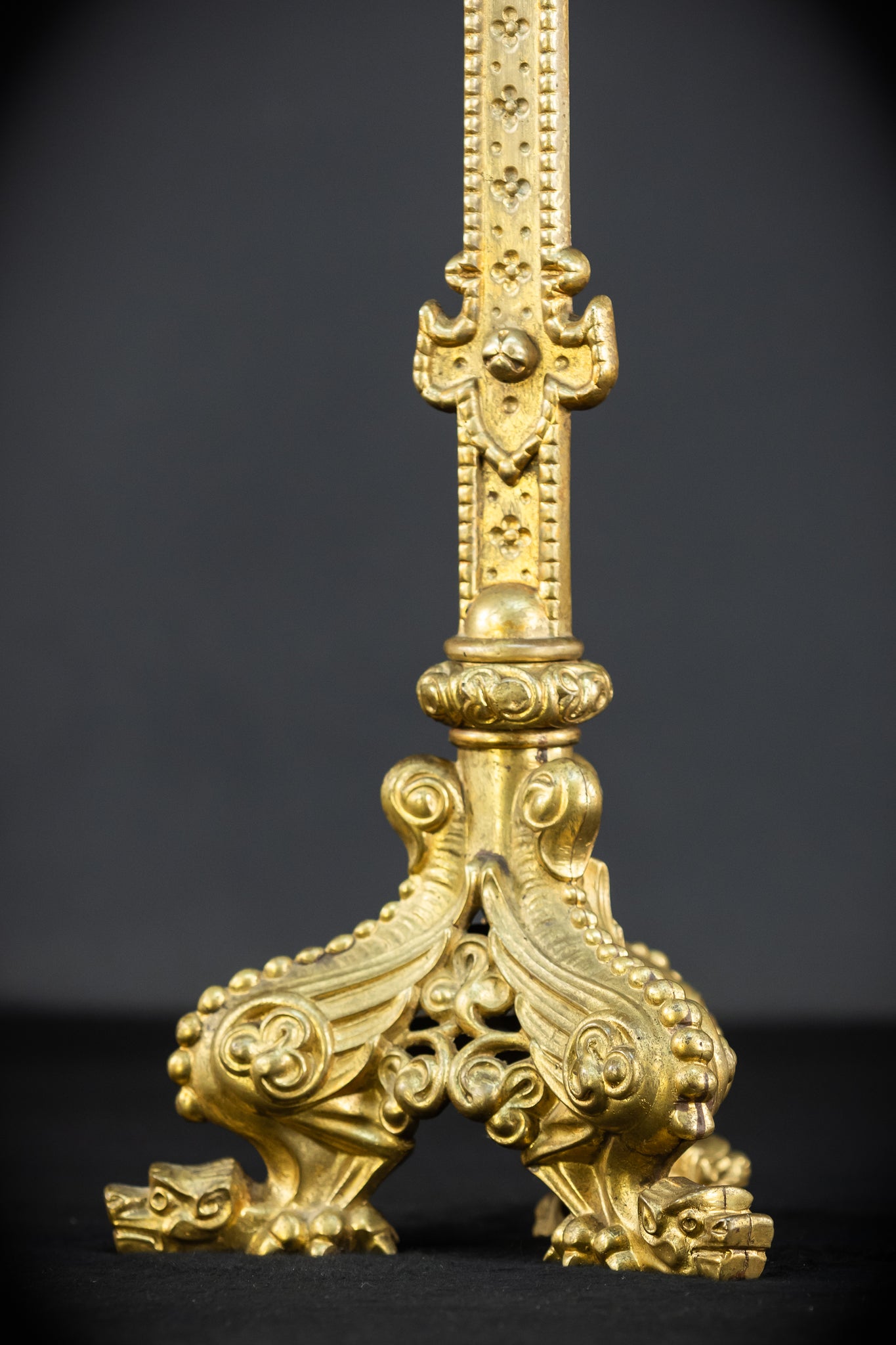 Altar Crucifix | French 1800s Gilded Bronze | 25.8"