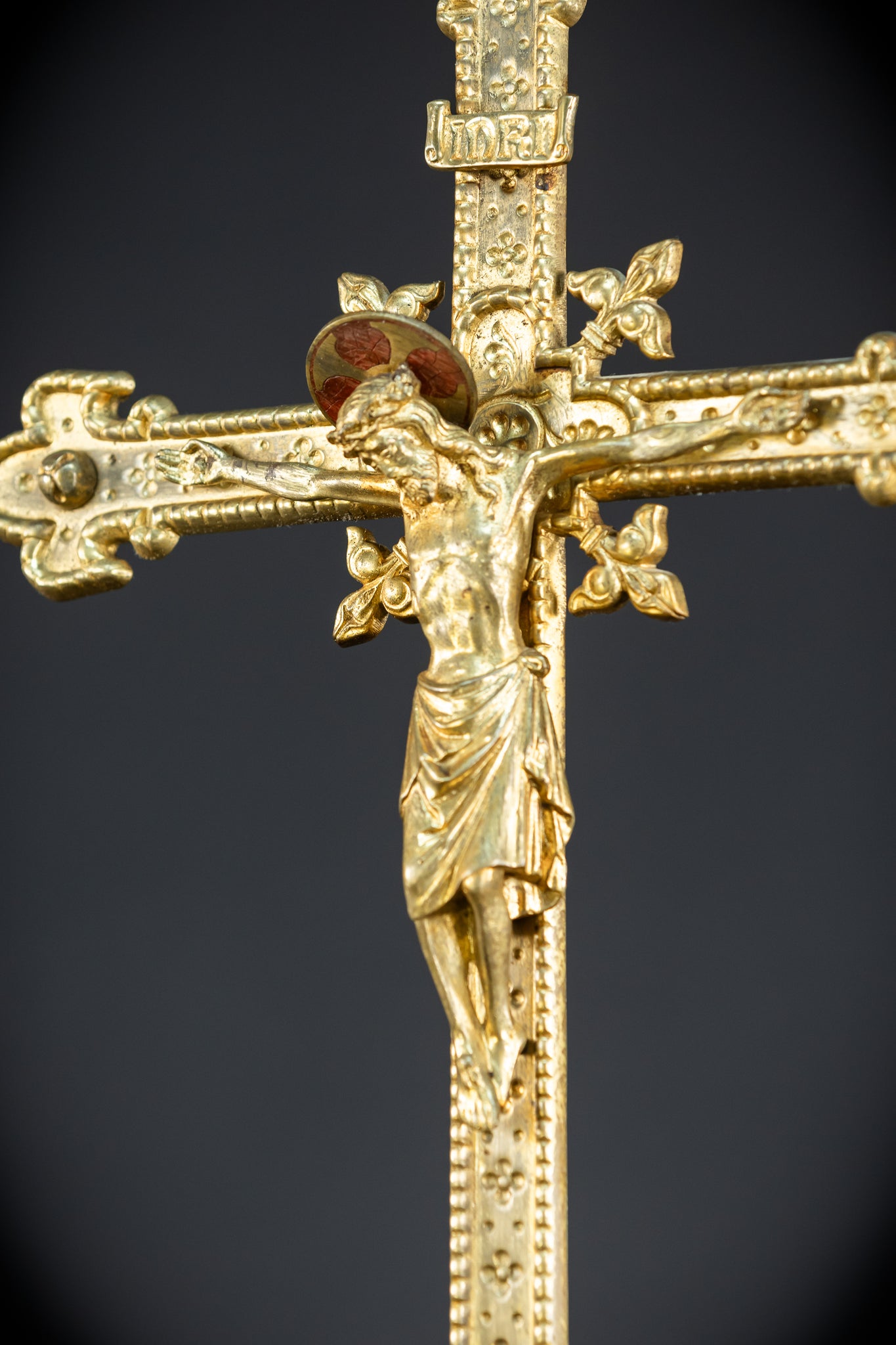 Altar Crucifix | French 1800s Gilded Bronze | 25.8"