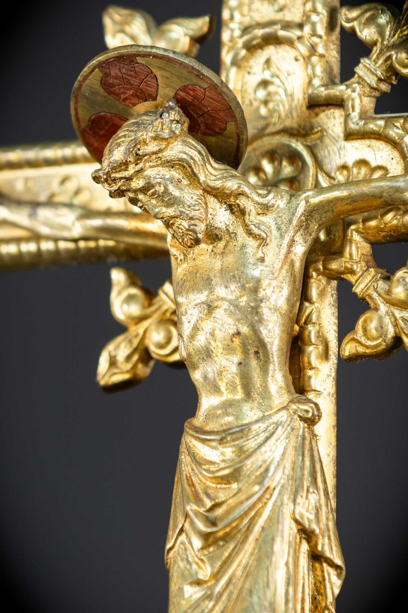 Altar Crucifix | French 1800s Gilded Bronze | 25.8"