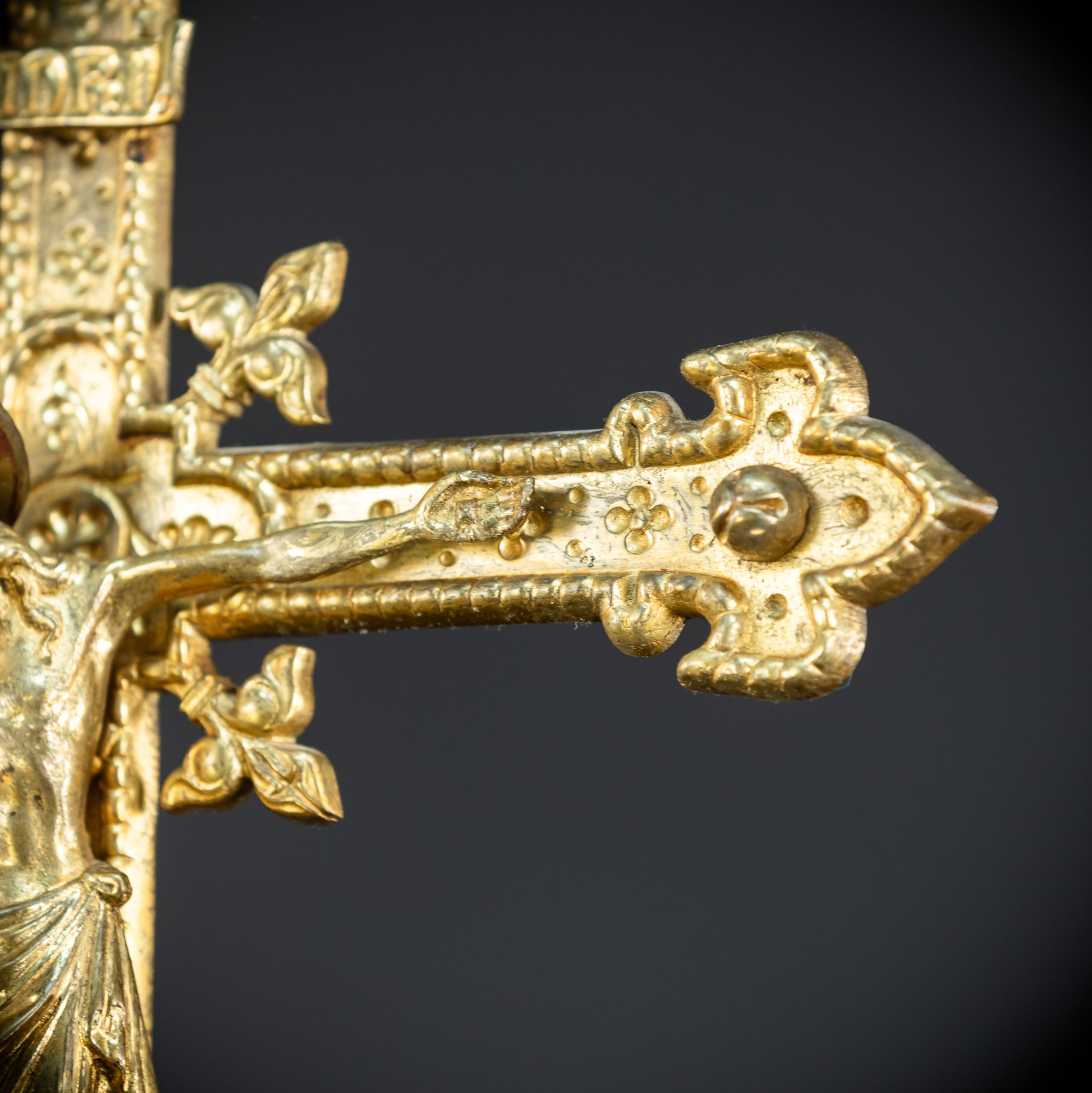 Altar Crucifix | French 1800s Gilded Bronze | 25.8"